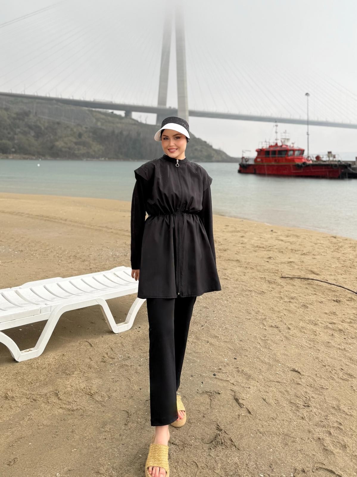 Siyah Vatka Görünümlü Tesettür Mayo