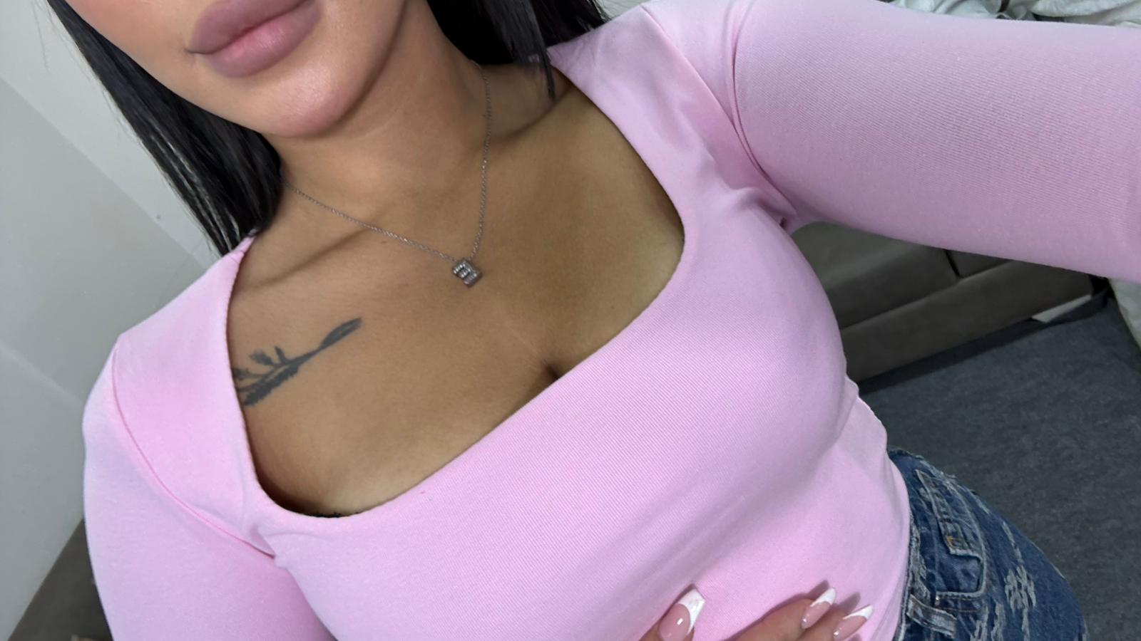 Kare Yaka Basic Crop Bluz - pembe