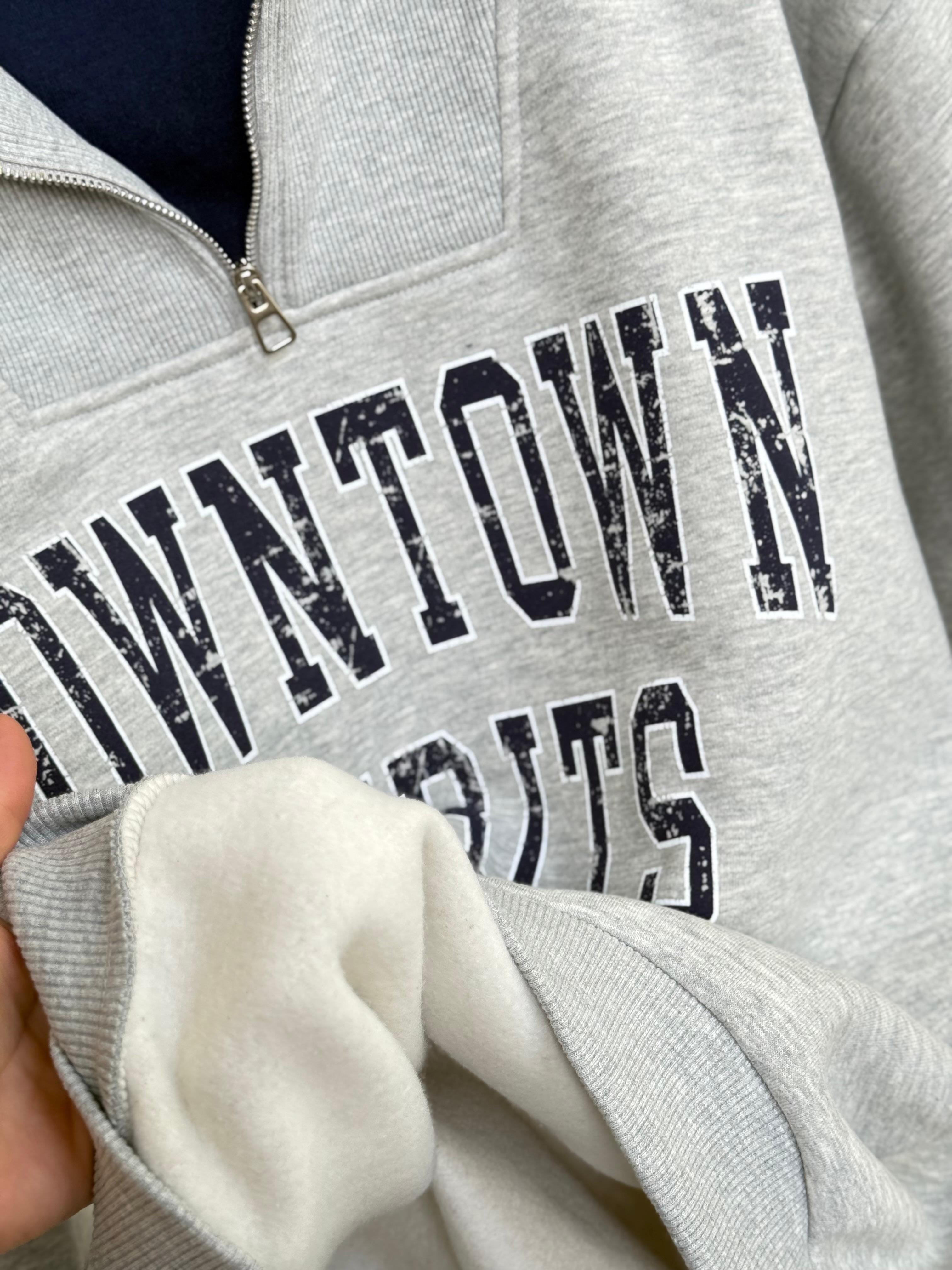 Tshirt Detaylı Yarım Fermuarlı Oversize Sweatshirt