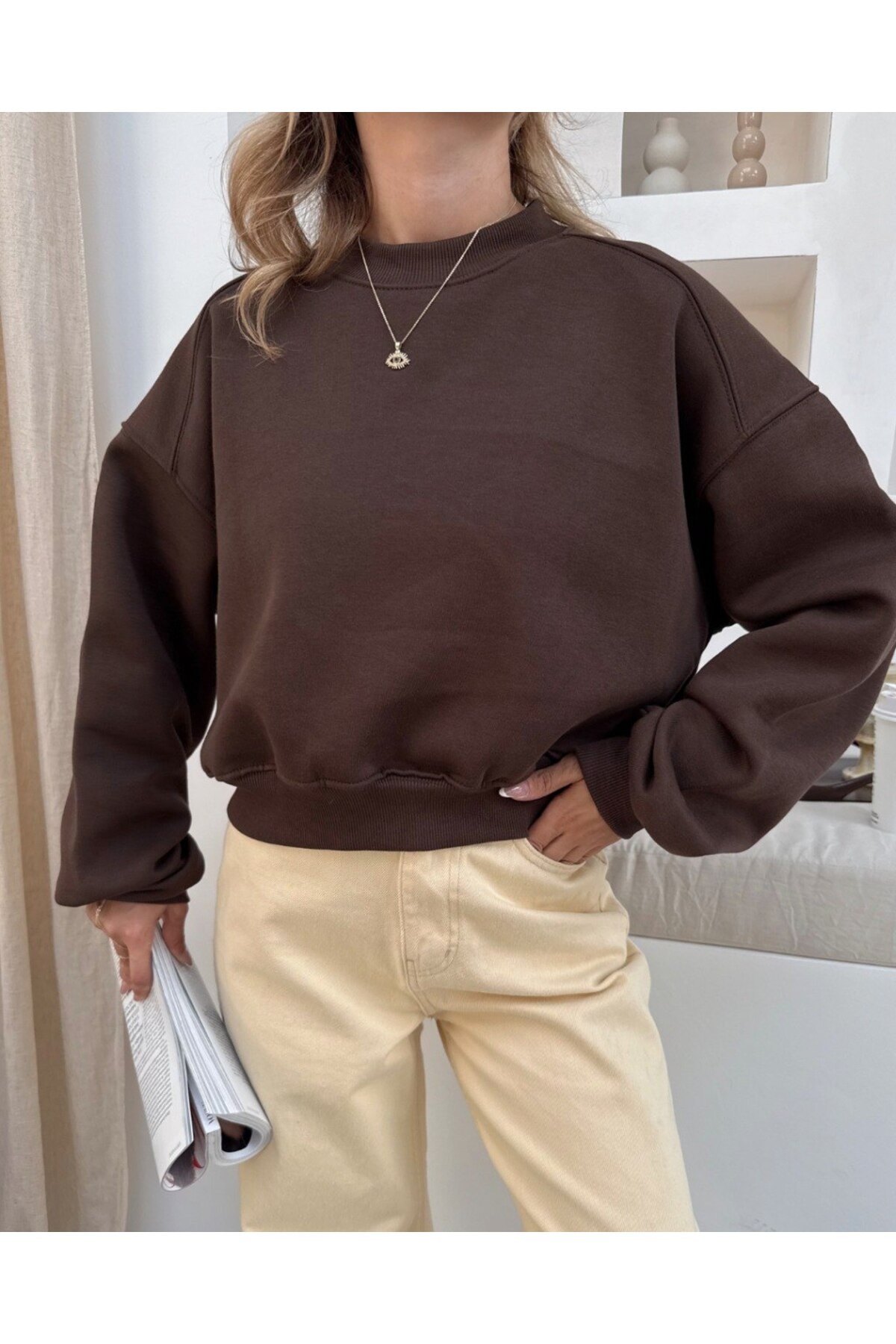 Snow Kadın 3 iplik Şardonlu Oversize Sweatshirt