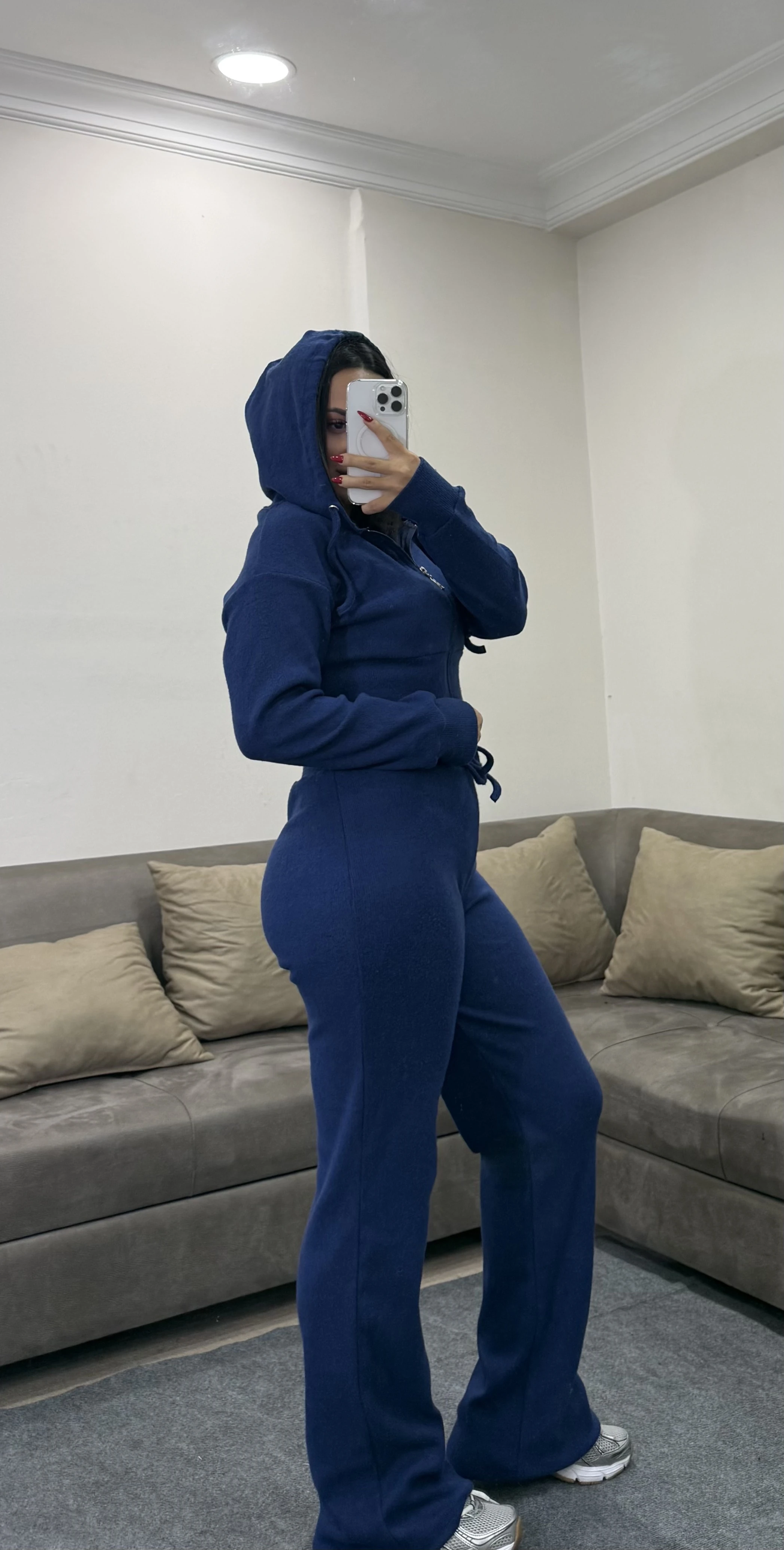 Selanik Kumaş Fermuarlı Kapüşonlu Sweatshirt Eşofman Takım