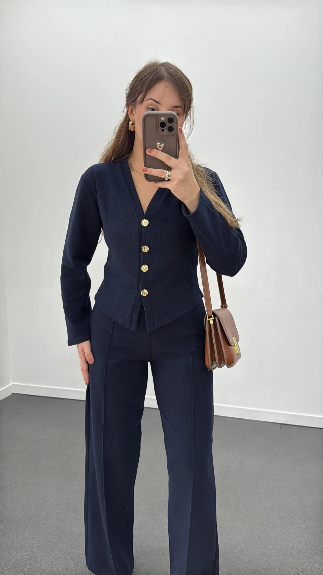 Zra Model Selanik Kumaş Triko Hırka Pantolon Takım - lacivert