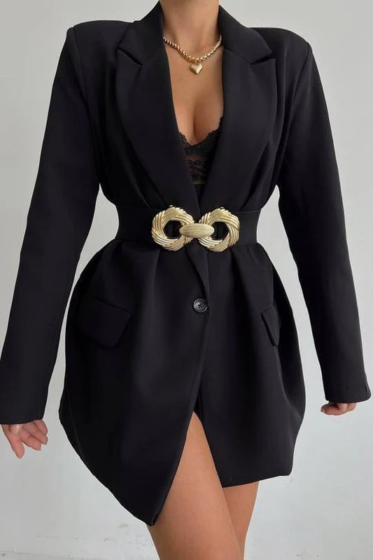 Toka Detaylı Lastikli Kadın Bel Kemeri - gold