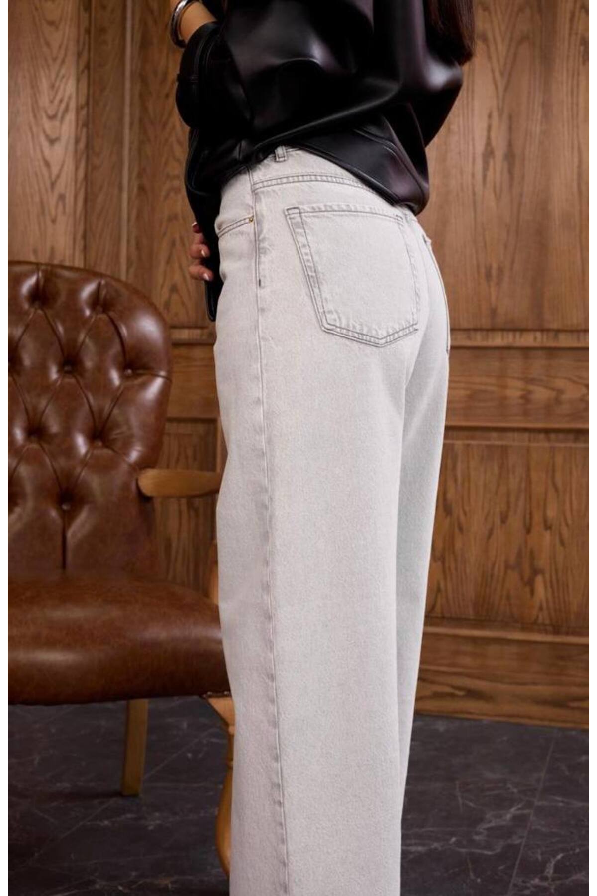 Kadın Orjinal Marka Gri Straight Jean