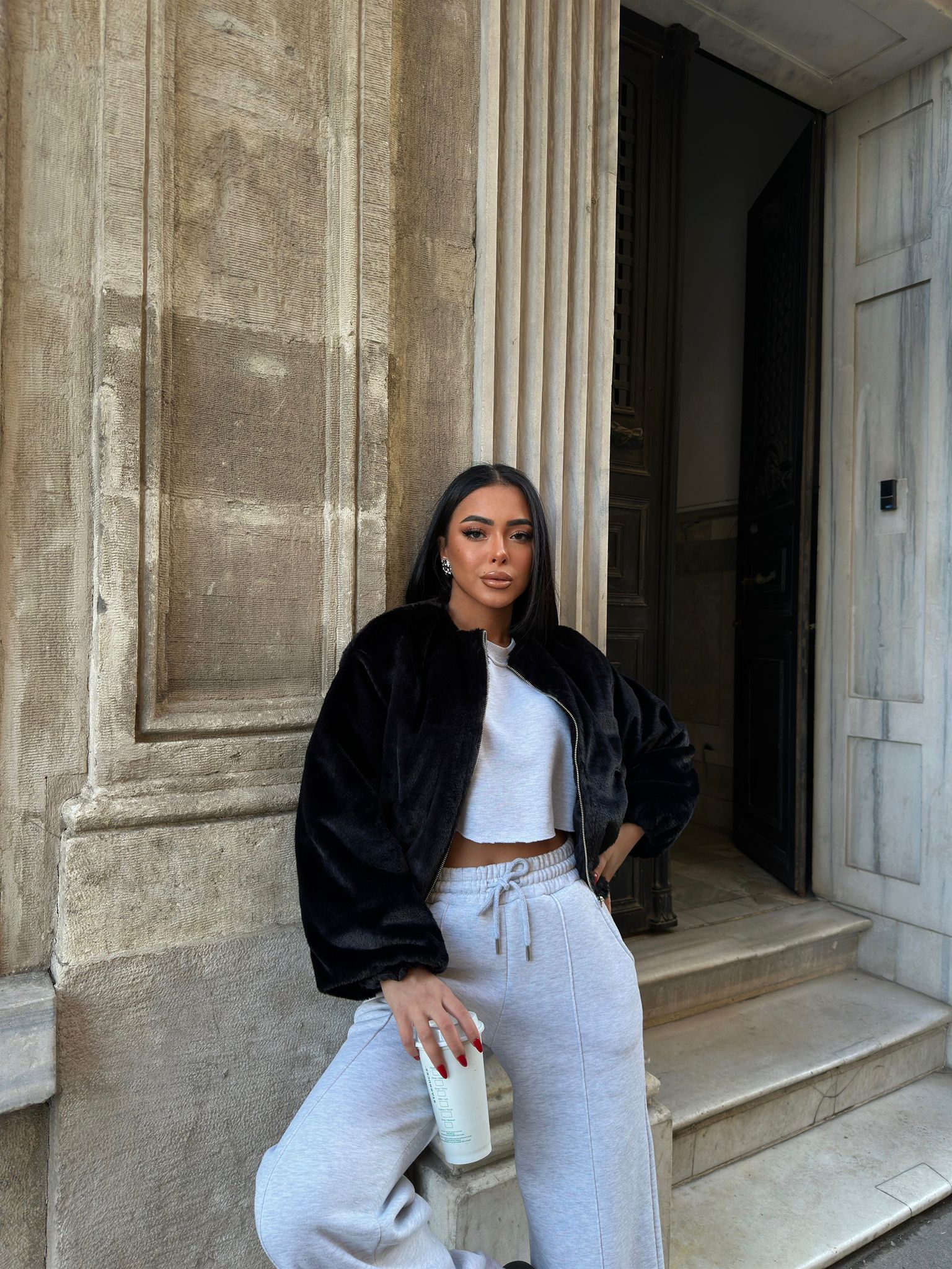 Fleto Cepli Kapitone Peluş Mont