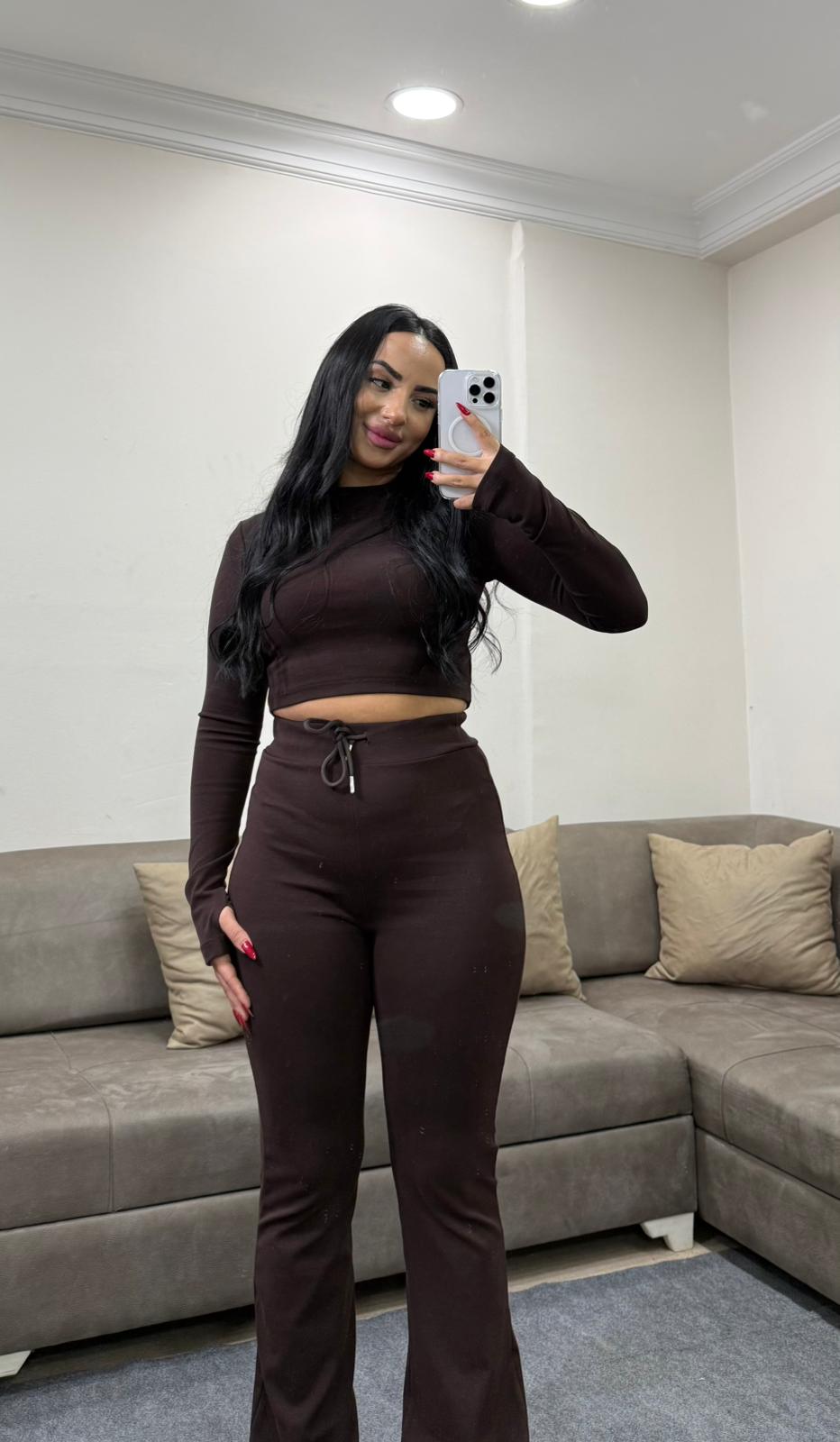 Bershk Model Tayt Takım  - kahverengi