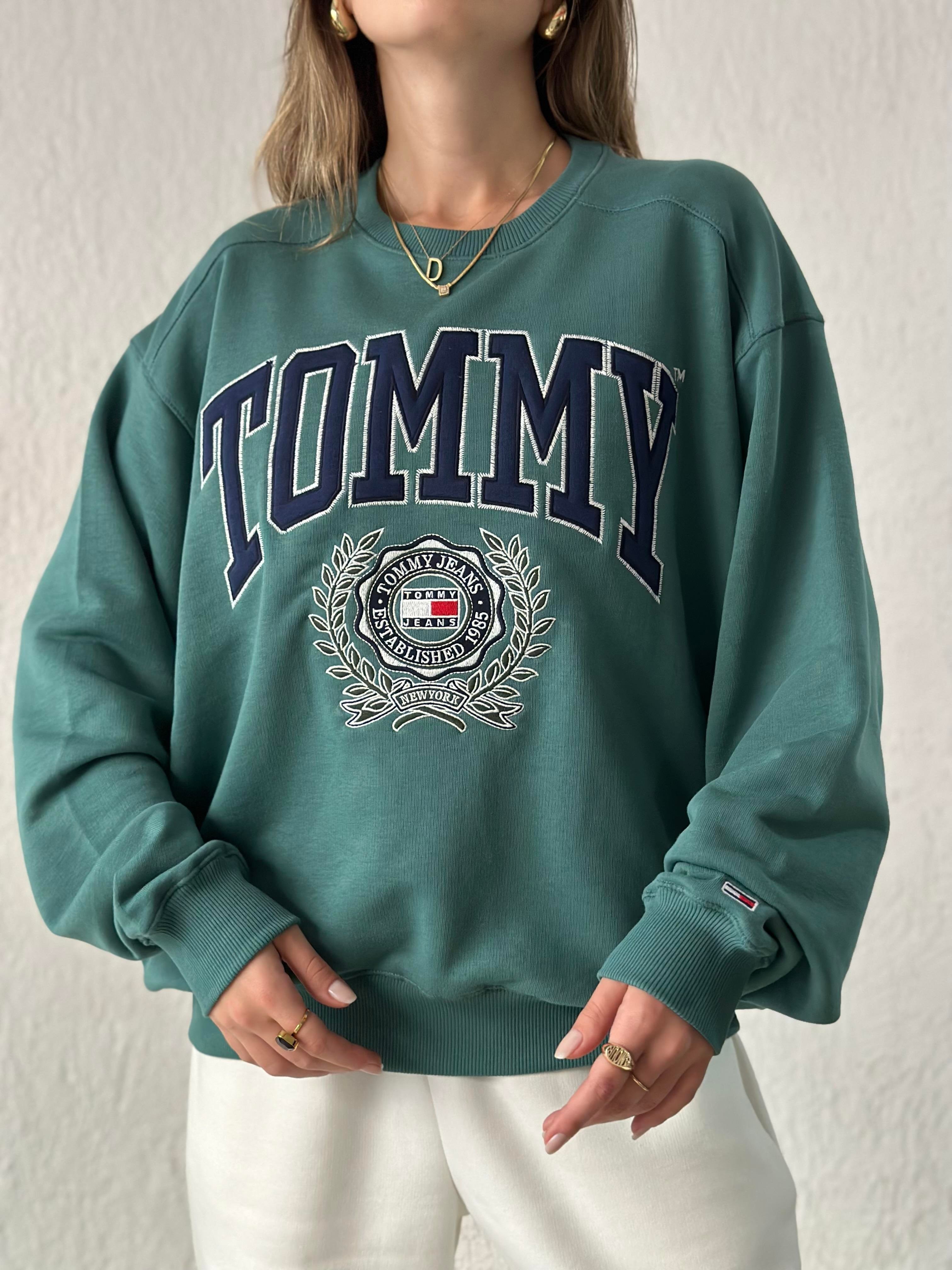 T&H College Nakışlı Sweatshirt - yeşil