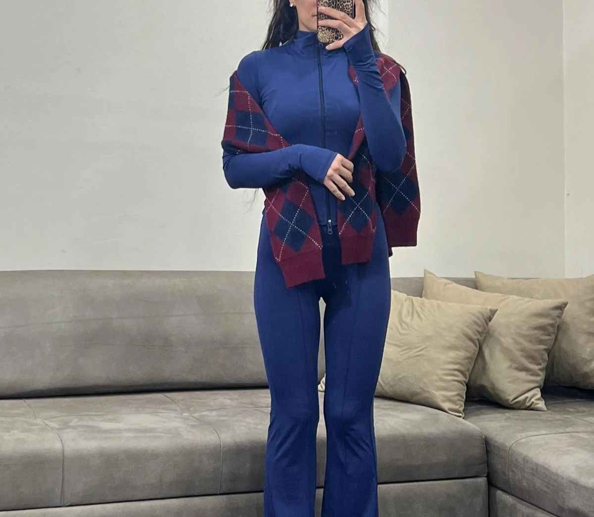 Kadın Sandy Kumaş Taytlı Fermuarlı Sweatshirt Takım