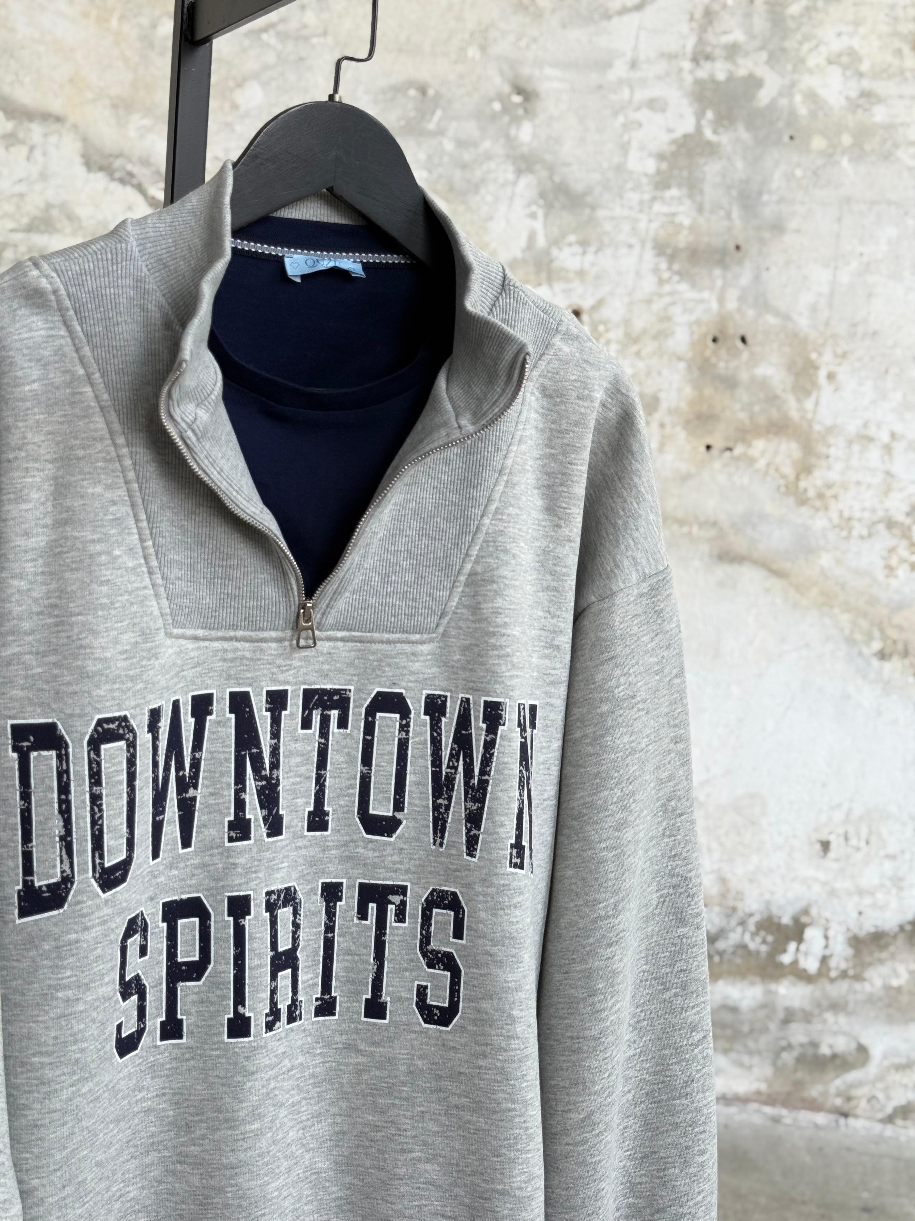 Tshirt Detaylı Yarım Fermuarlı Oversize Sweatshirt