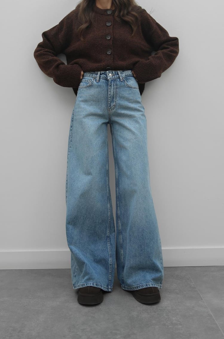 Kadın Mavi Mona Wide Leg Jean