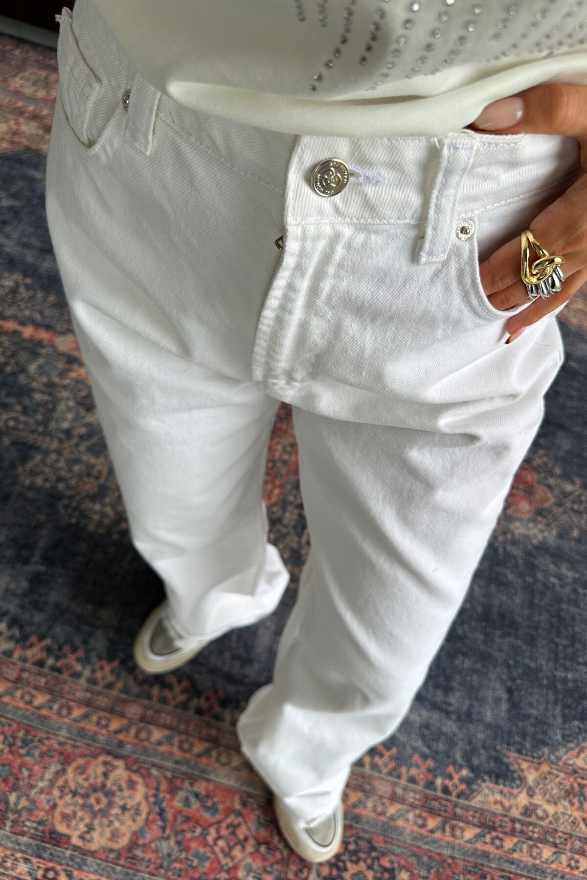 Bath Beyaz Wide Leg Jean