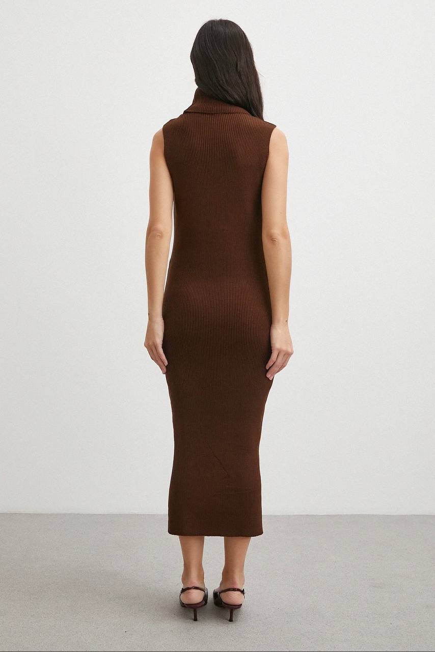 BOĞAZLI ELBİSE HIRKA BEJ TRİKO TAKIM