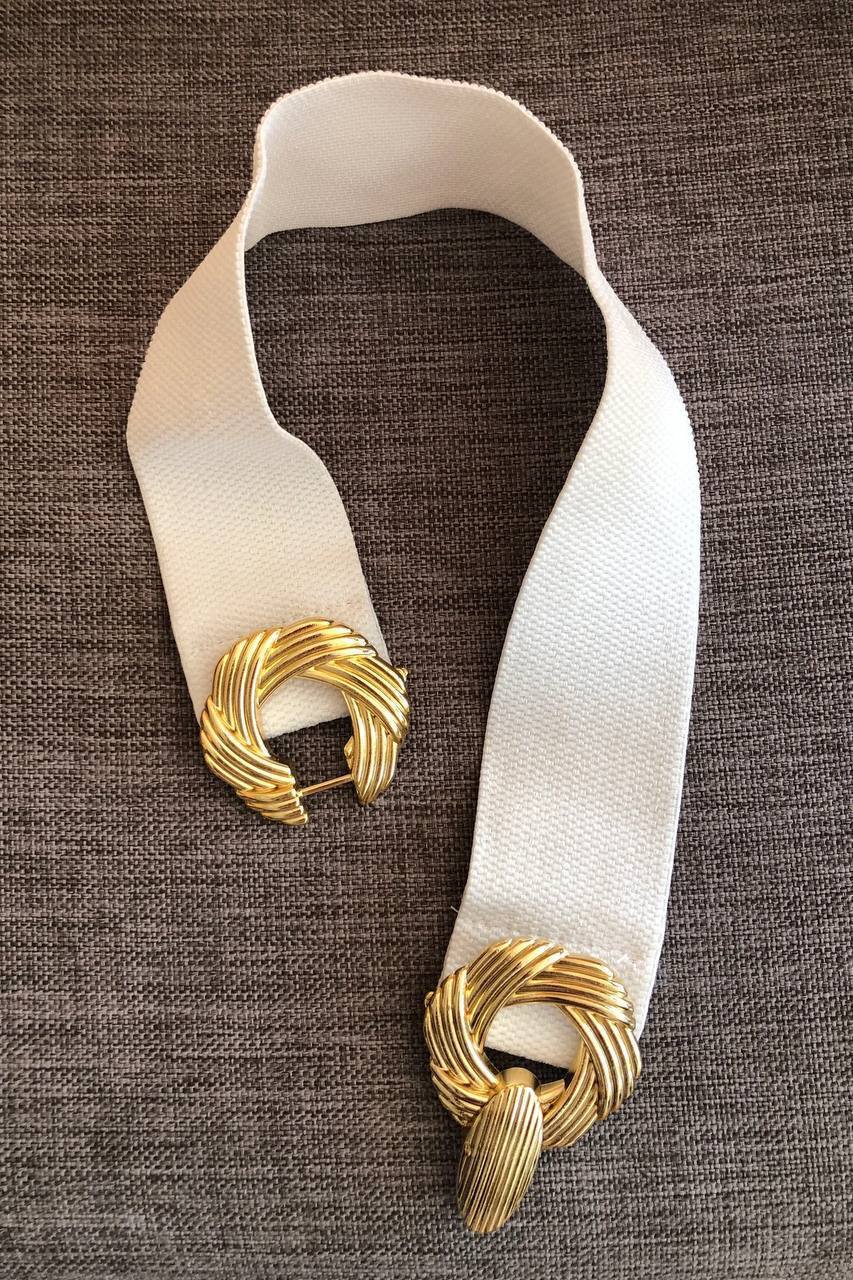 Toka Detaylı Lastikli Kadın Bel Kemeri - beyaz