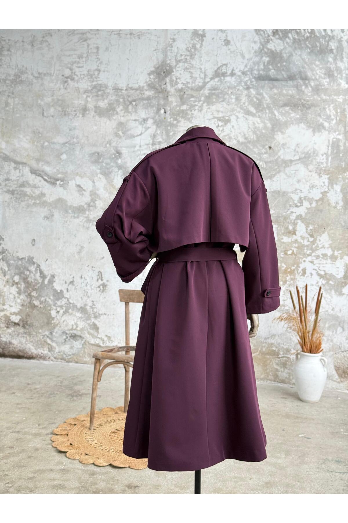 Karamel Tokalı Premium Oversize Trenç