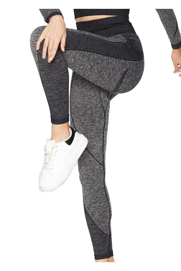 Seamless Melanj Spor Tayt - antrasit