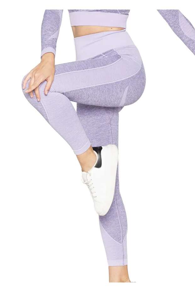 Seamless Melanj Spor Tayt - mavi