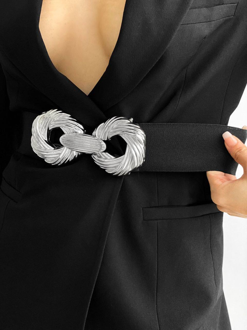 Toka Detaylı Lastikli Kadın Bel Kemeri - gümüş