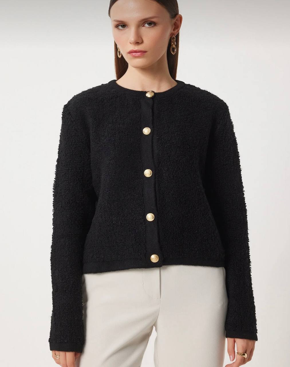 Massimo Model Kalite Yumoş Hırka Lacivert - siyah