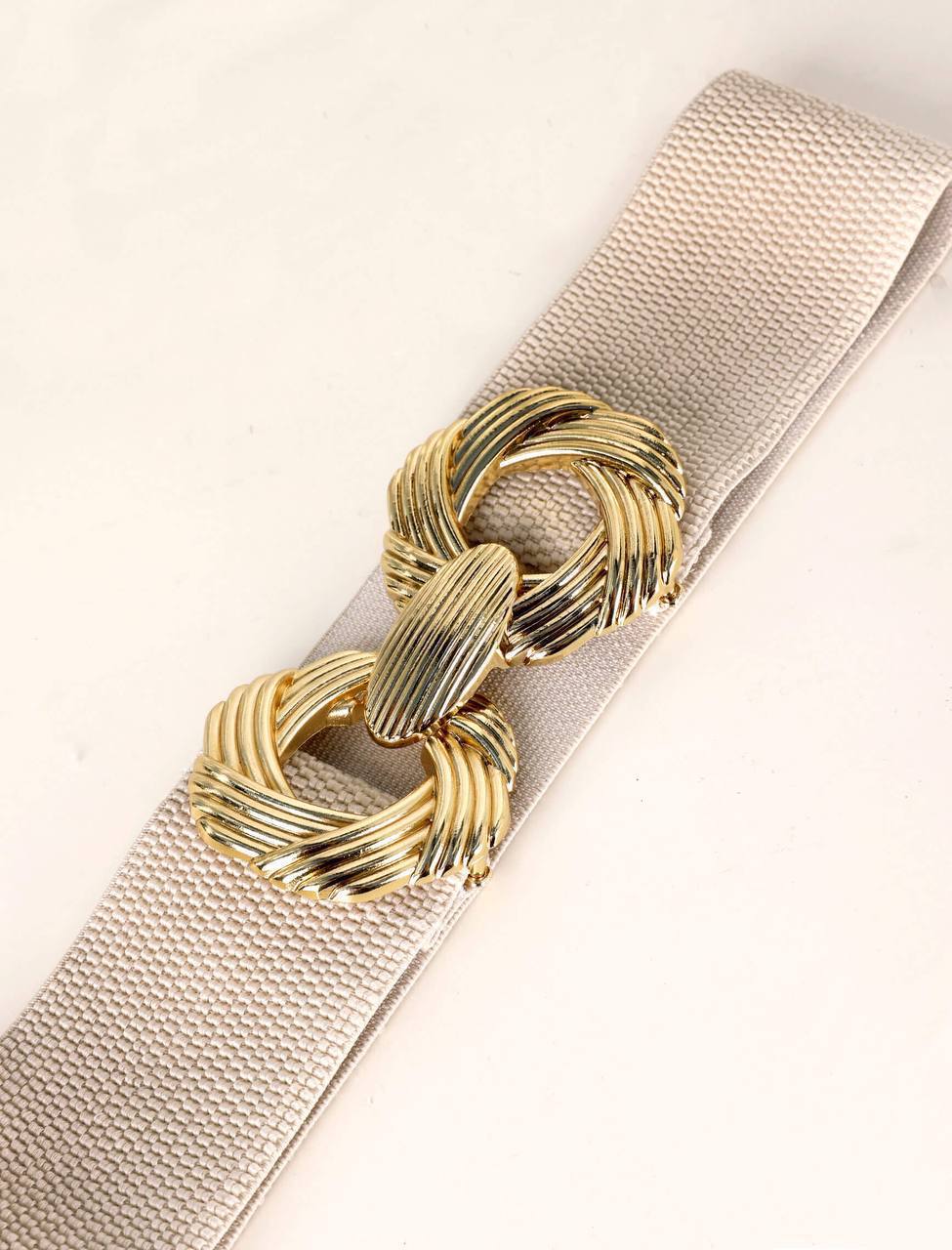 Toka Detaylı Lastikli Kadın Bel Kemeri - bej