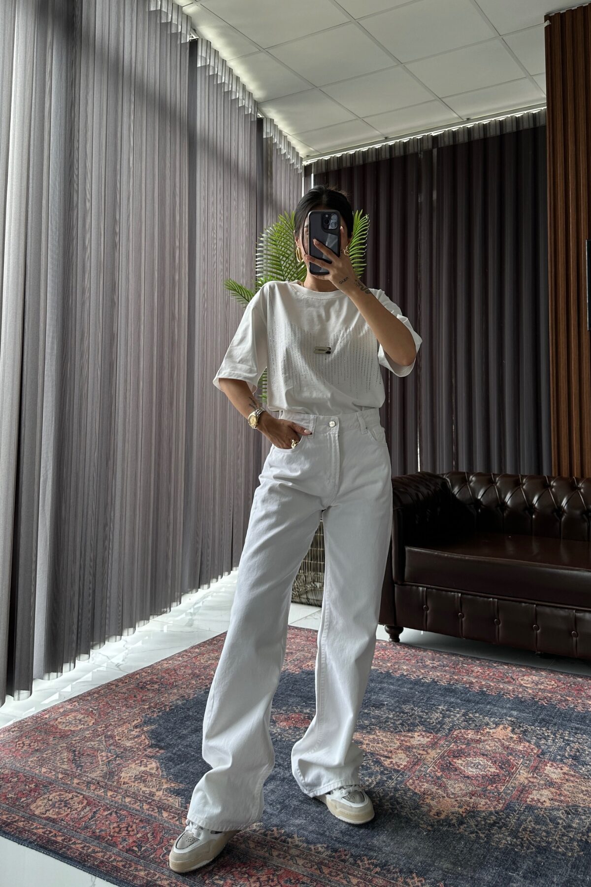 Bath Beyaz Wide Leg Jean
