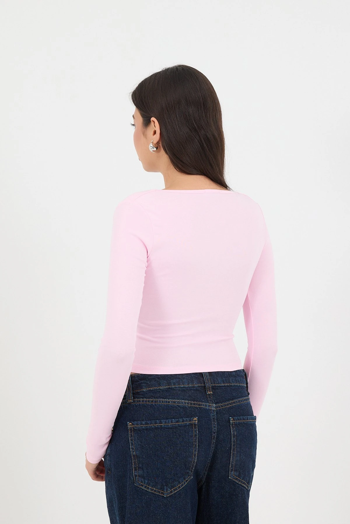 Kare Yaka Basic Crop Bluz