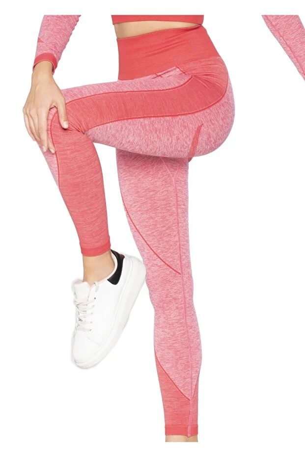 Seamless Melanj Spor Tayt - pembe