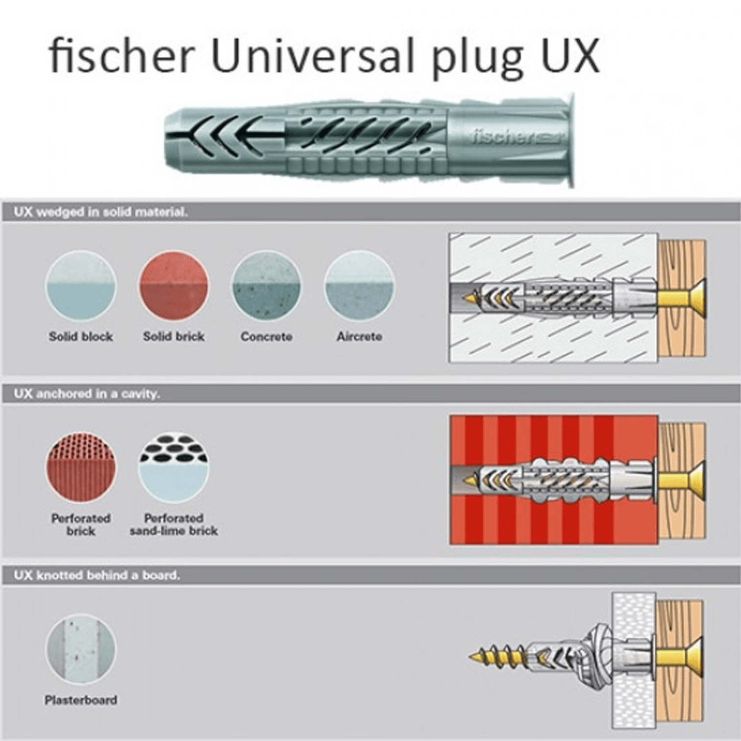 Fischer UX 10x60 K Tuğla Dübeli