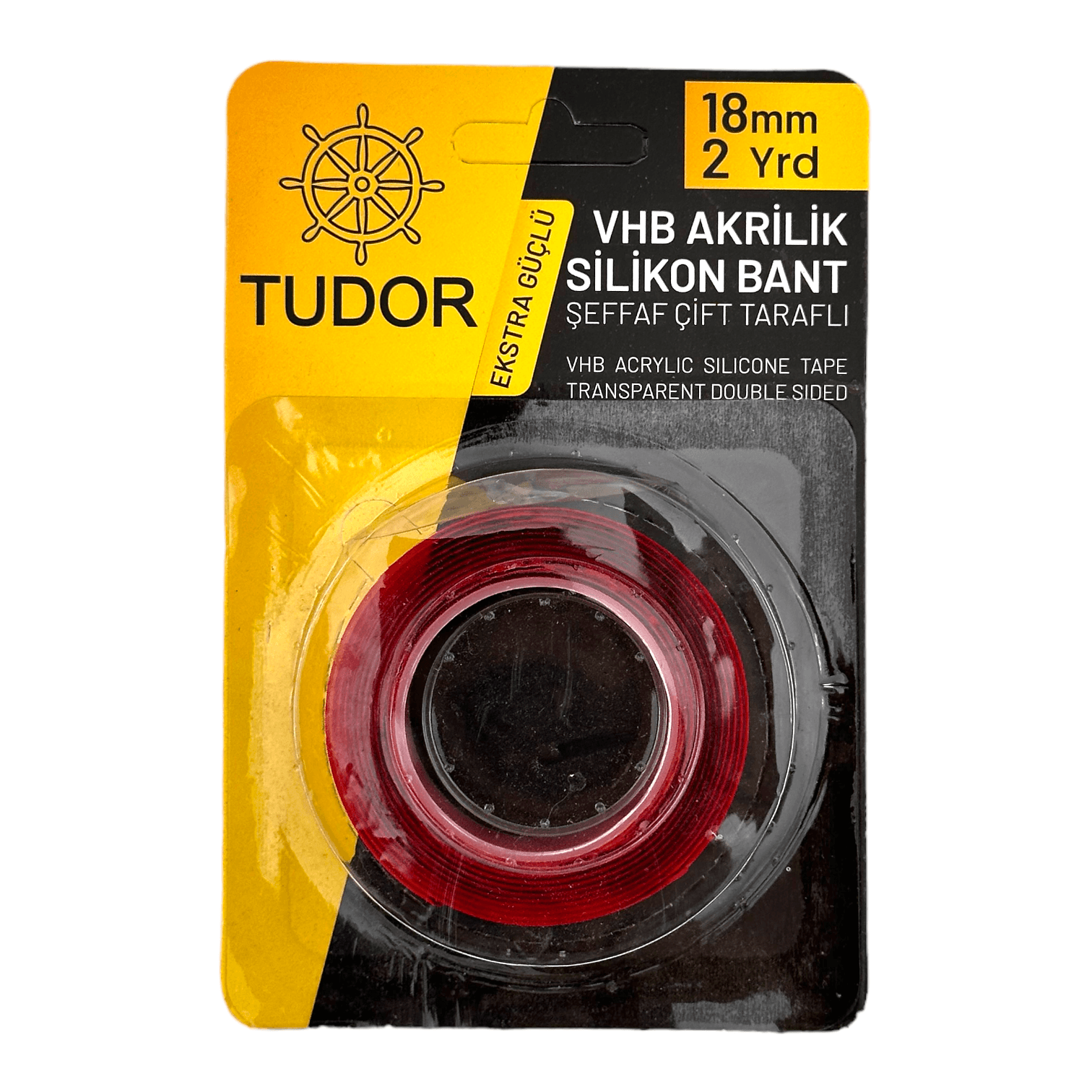 Tudor Akrilik Silikon Şeffaf Çift Taraflı Bant 18x2m