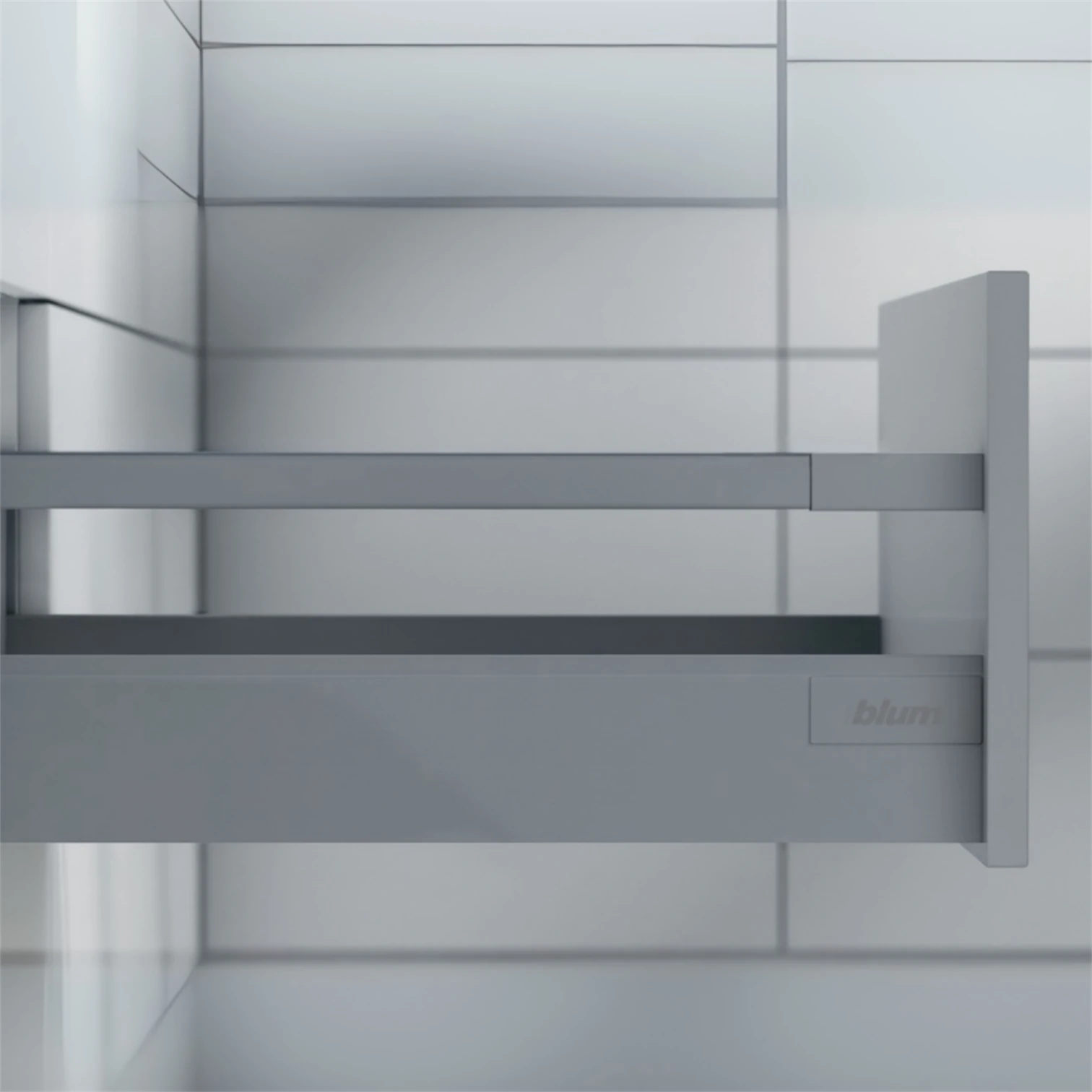 Blum Antoro Gri Çekmece Rayı Tek Bordürlü Alçak