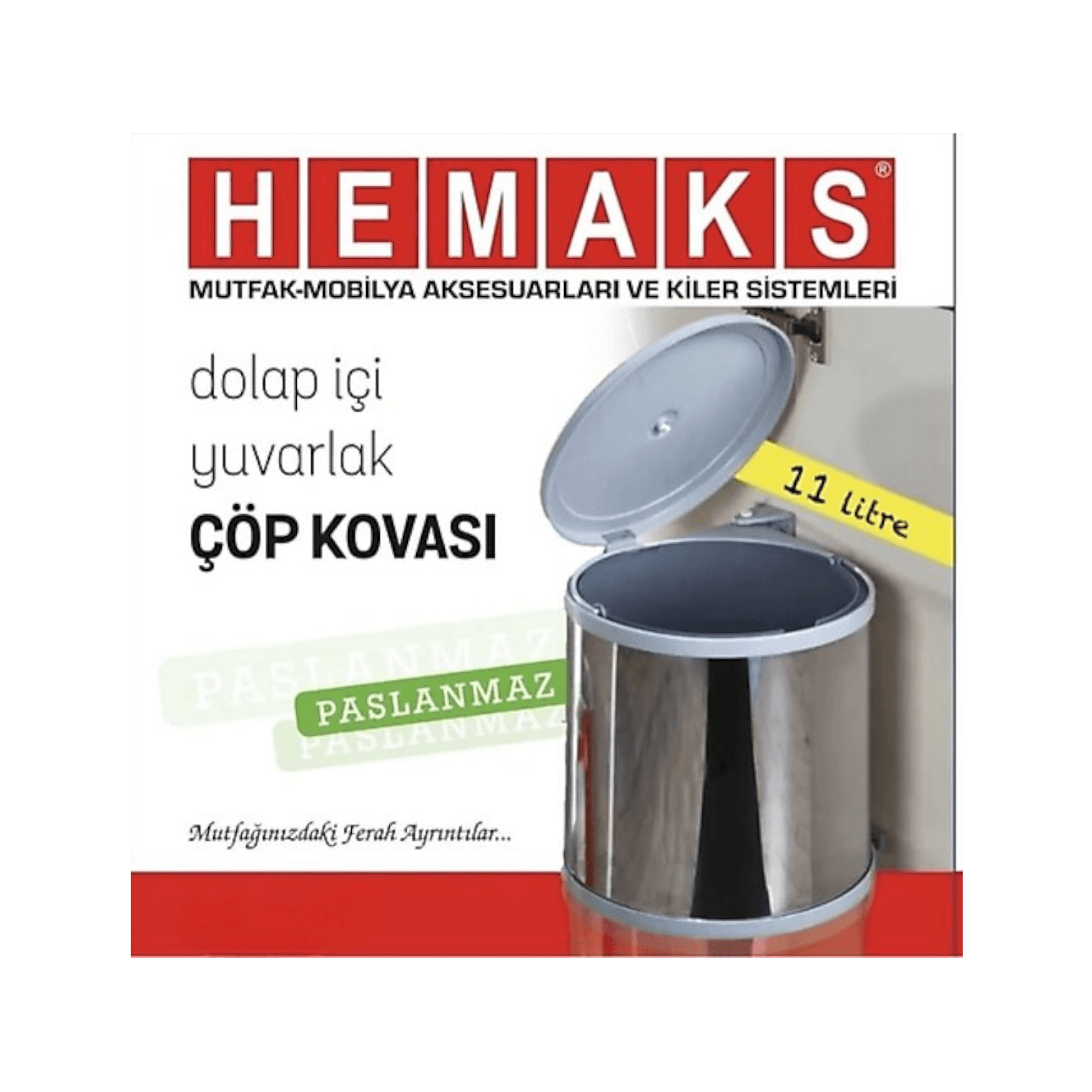 Hemaks Yuvarlak Çöp Kovası 11lt