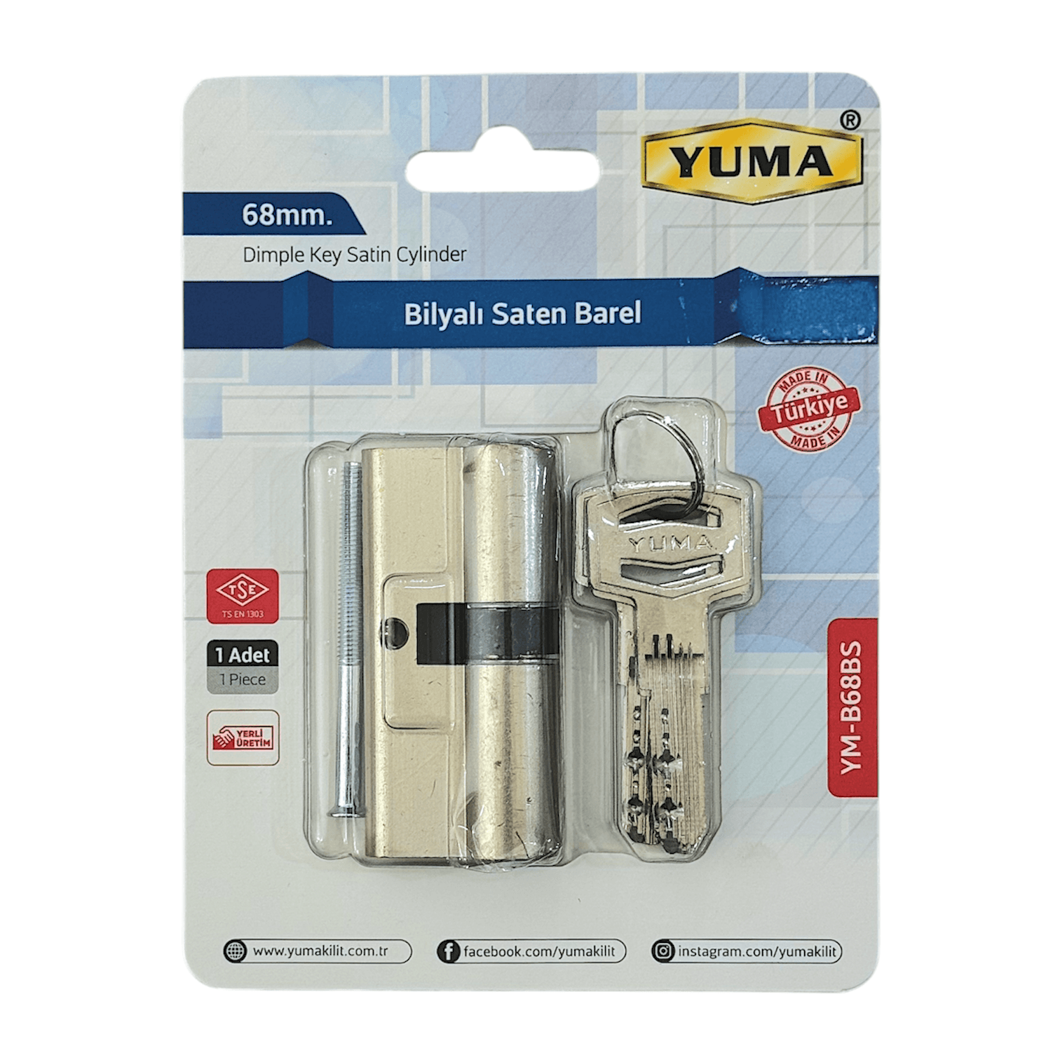 Yuma Standart Pirinç Bilyalı Saten Barel 68mm YM-B68BS