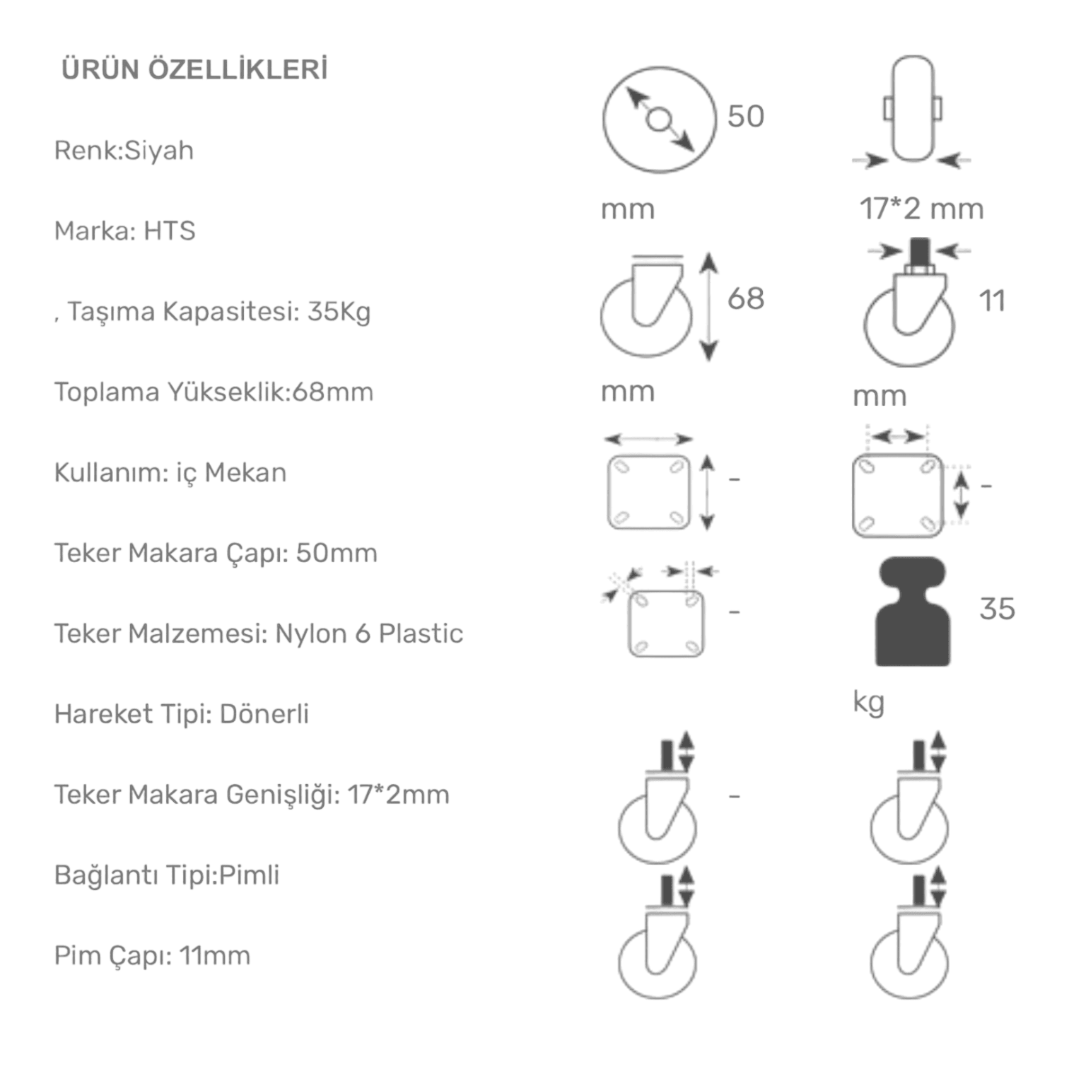 HTS-437 N6 Büro Tipi Pimli Sarhoş Teker