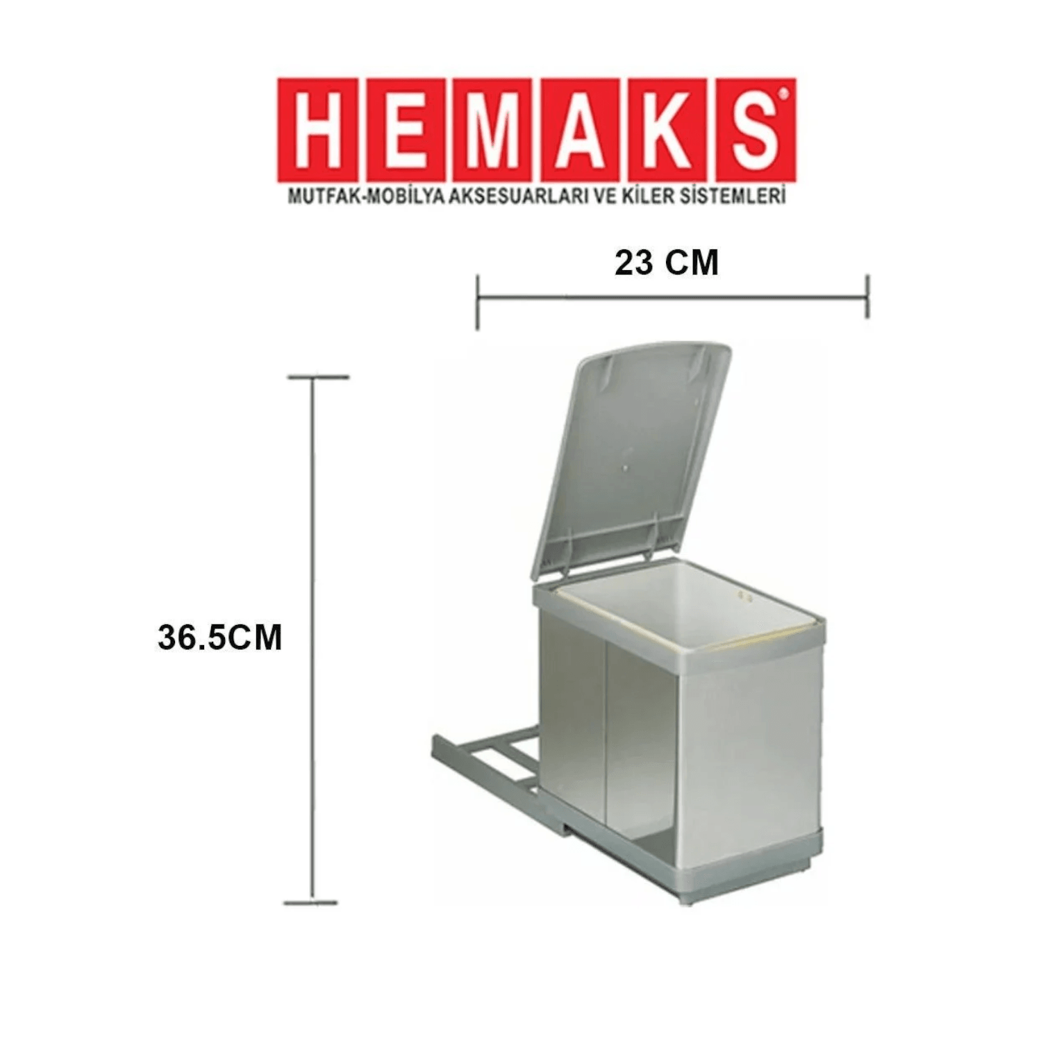 Hemaks 16Lt Raylı Çöp Kovası