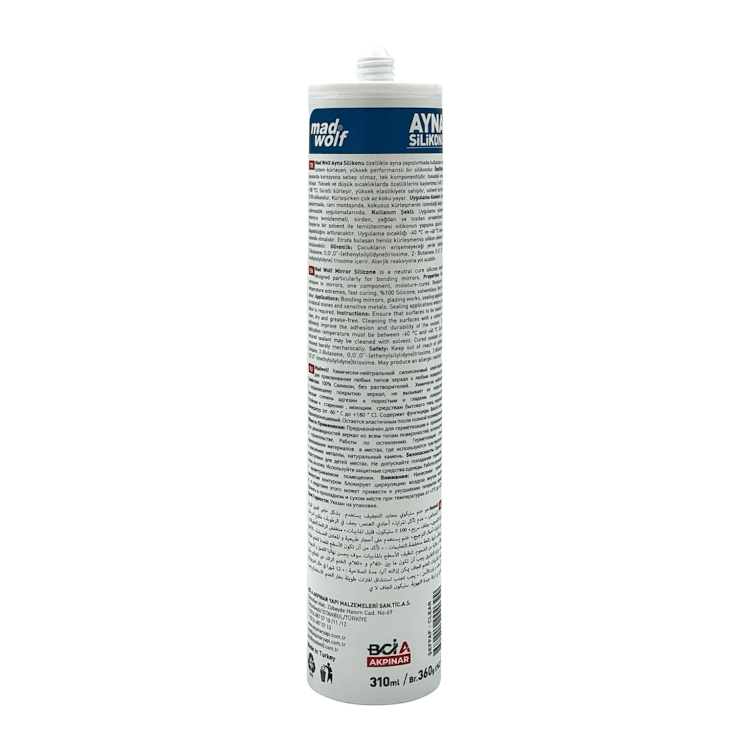 Madwolf Şeffaf Ayna Silikonu 360gr