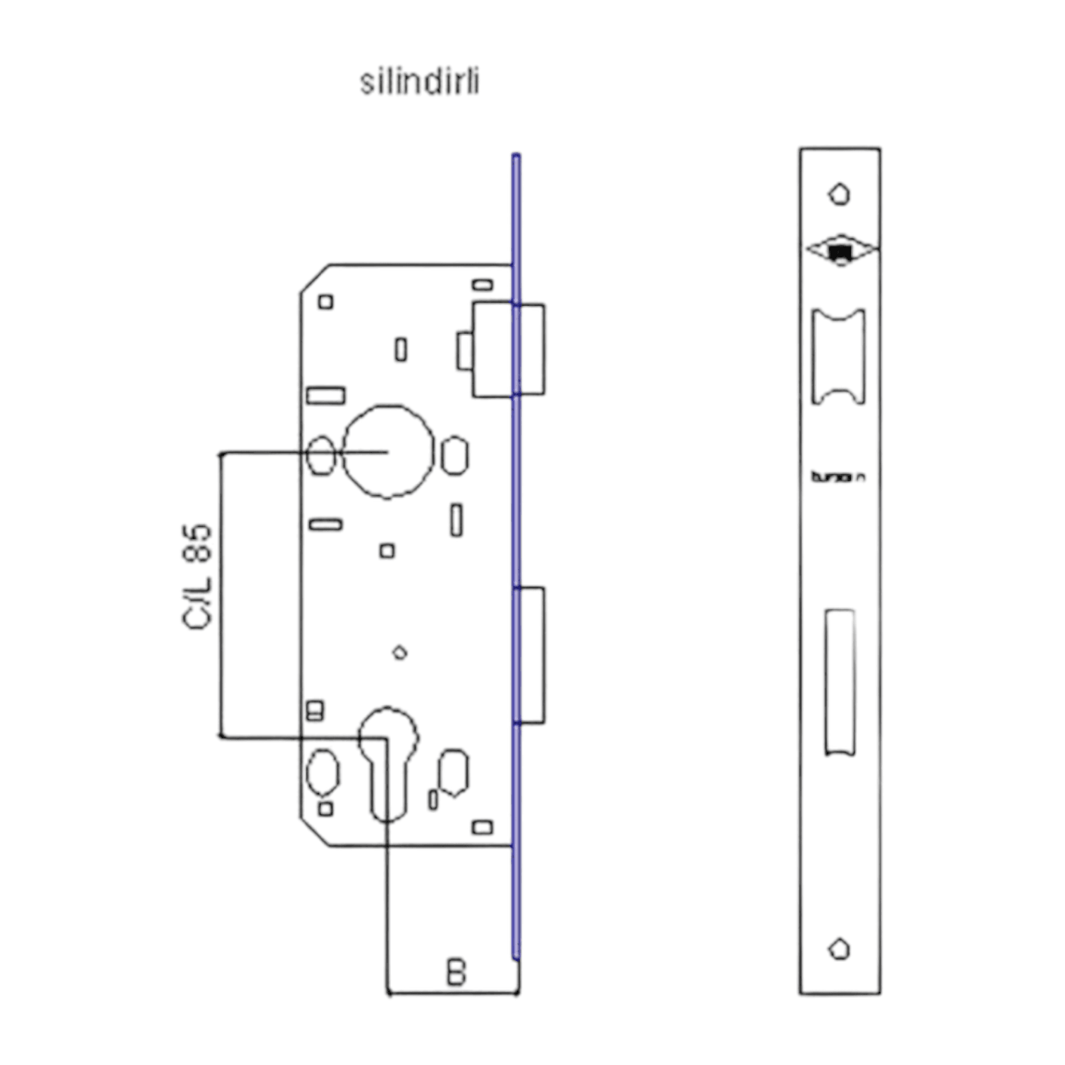 Tursan Kilit 40mm Nikel (Oval) Dış Kapı Kilidi 23mm