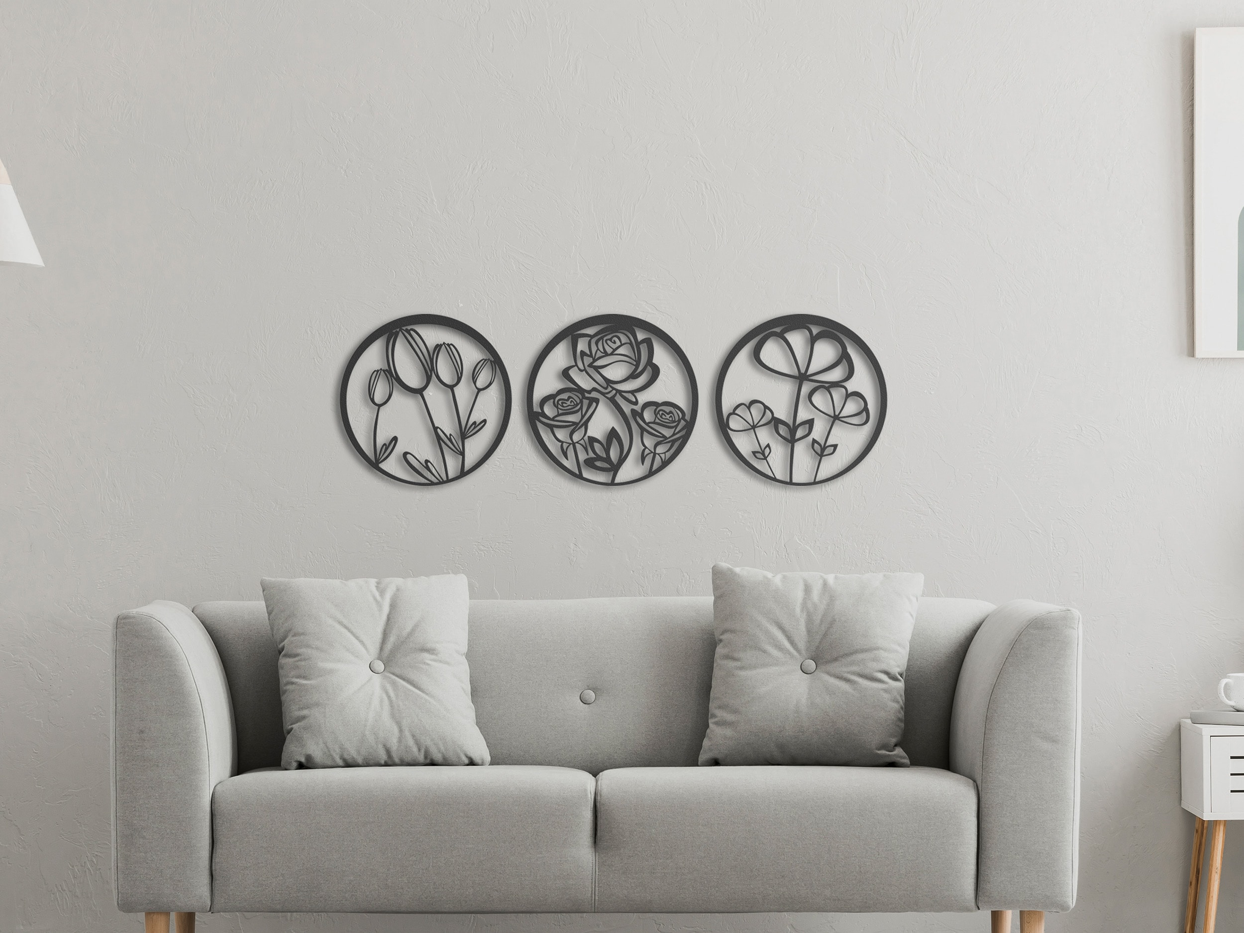 Circle Floral Set Metal Wall Decor