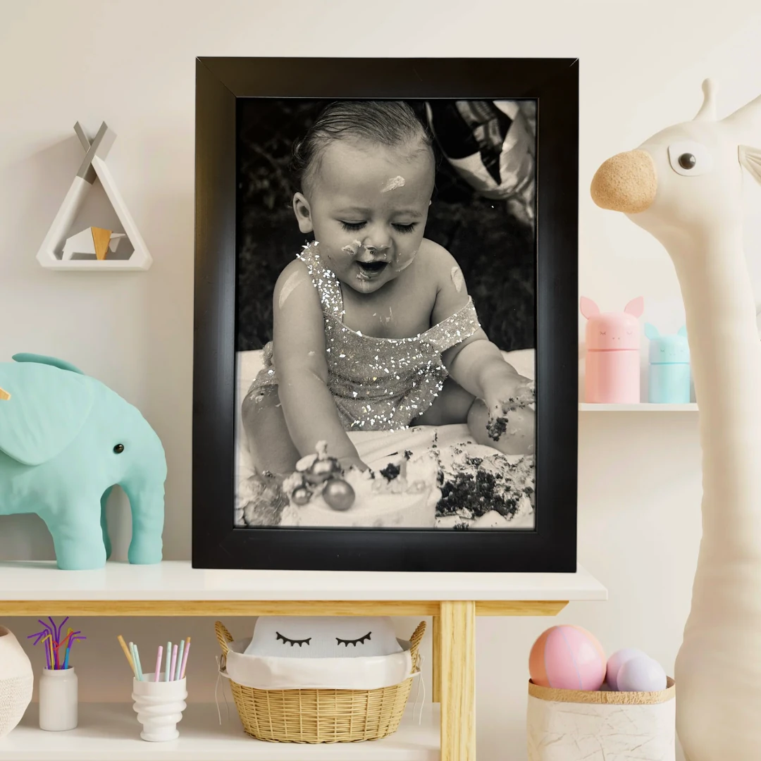 Kişiye Özel Parıltılı Tablo Siyah Beyaz