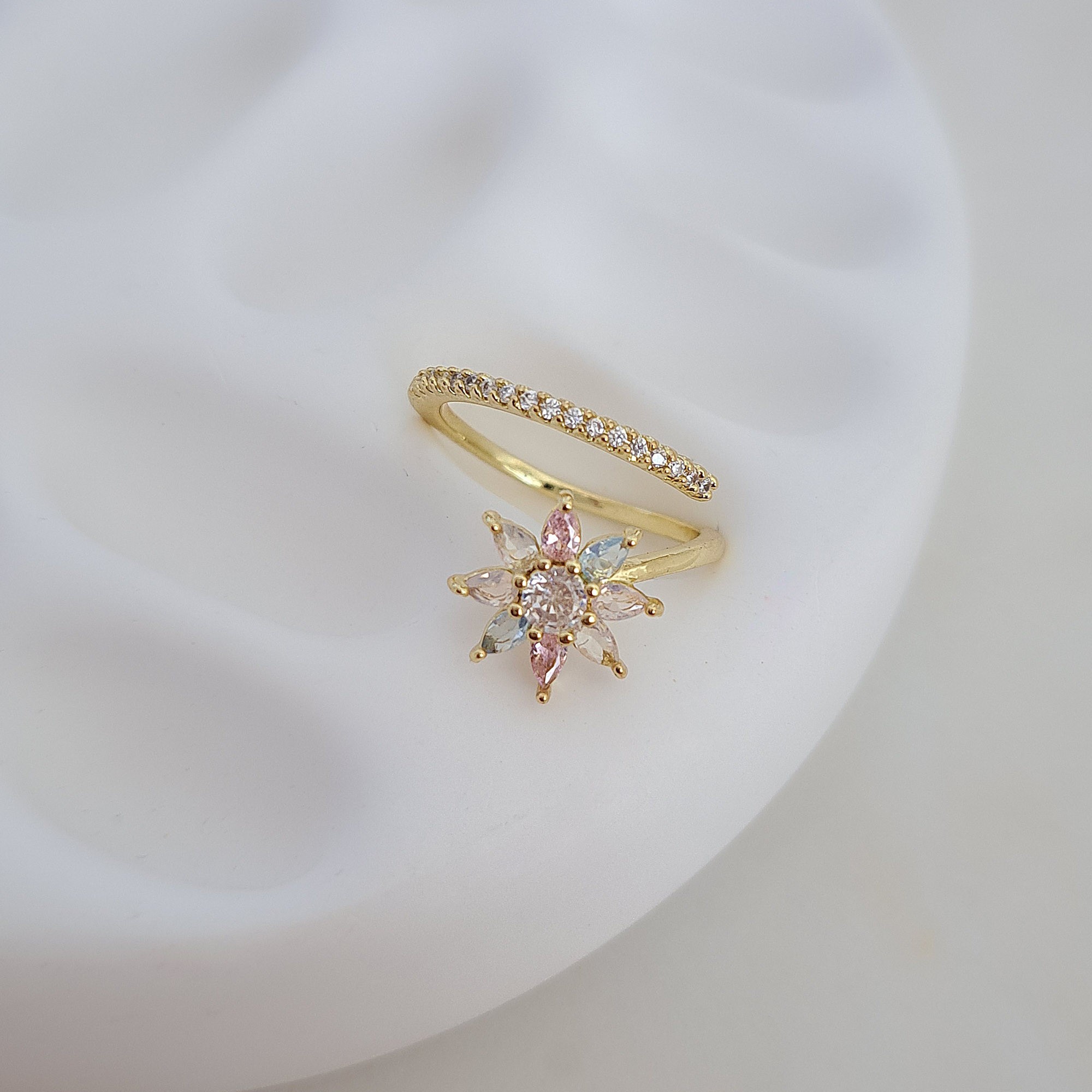 Pastel Floral Branch Ring