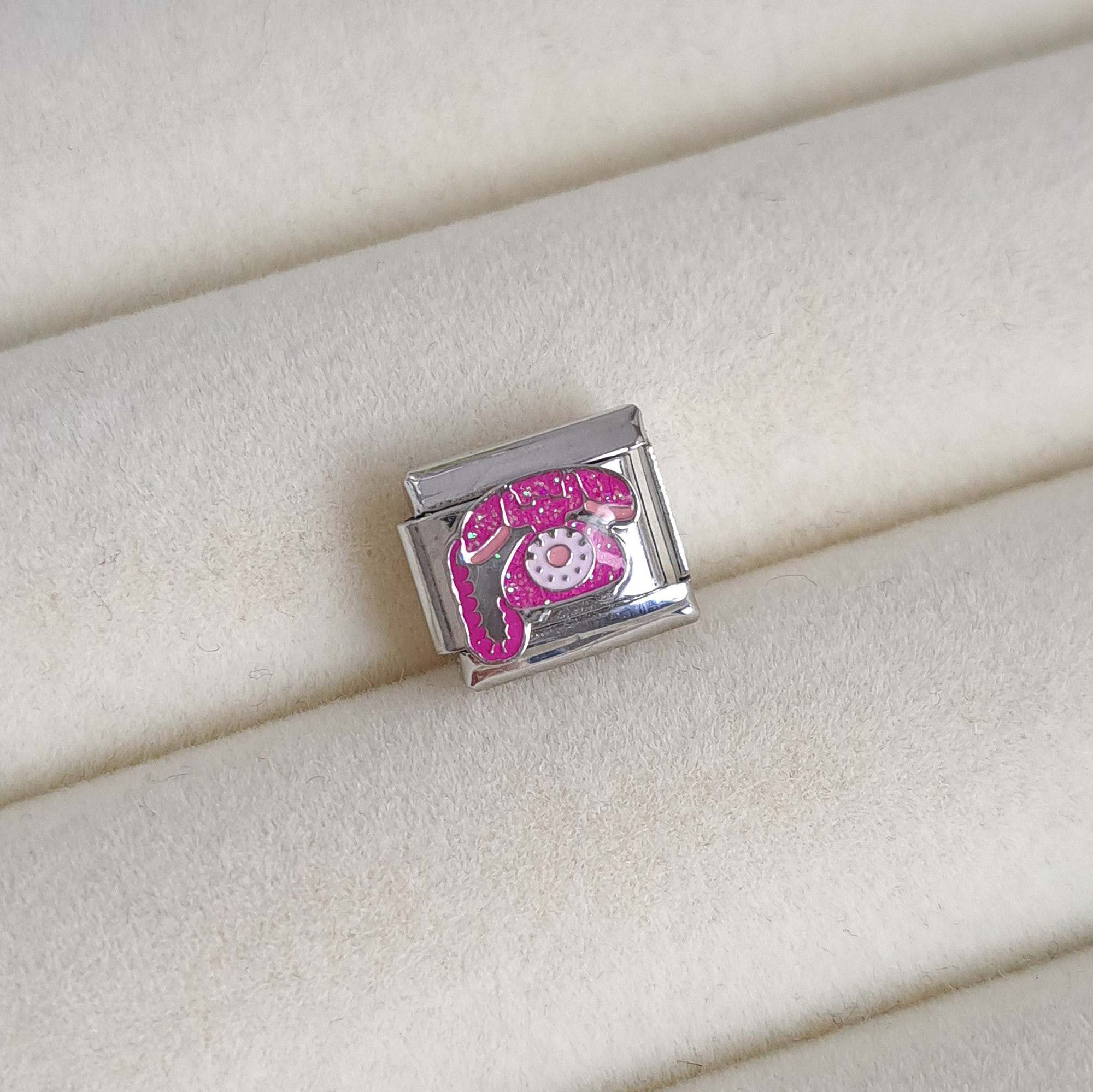 Vintage Pink Telephone Italian Charm