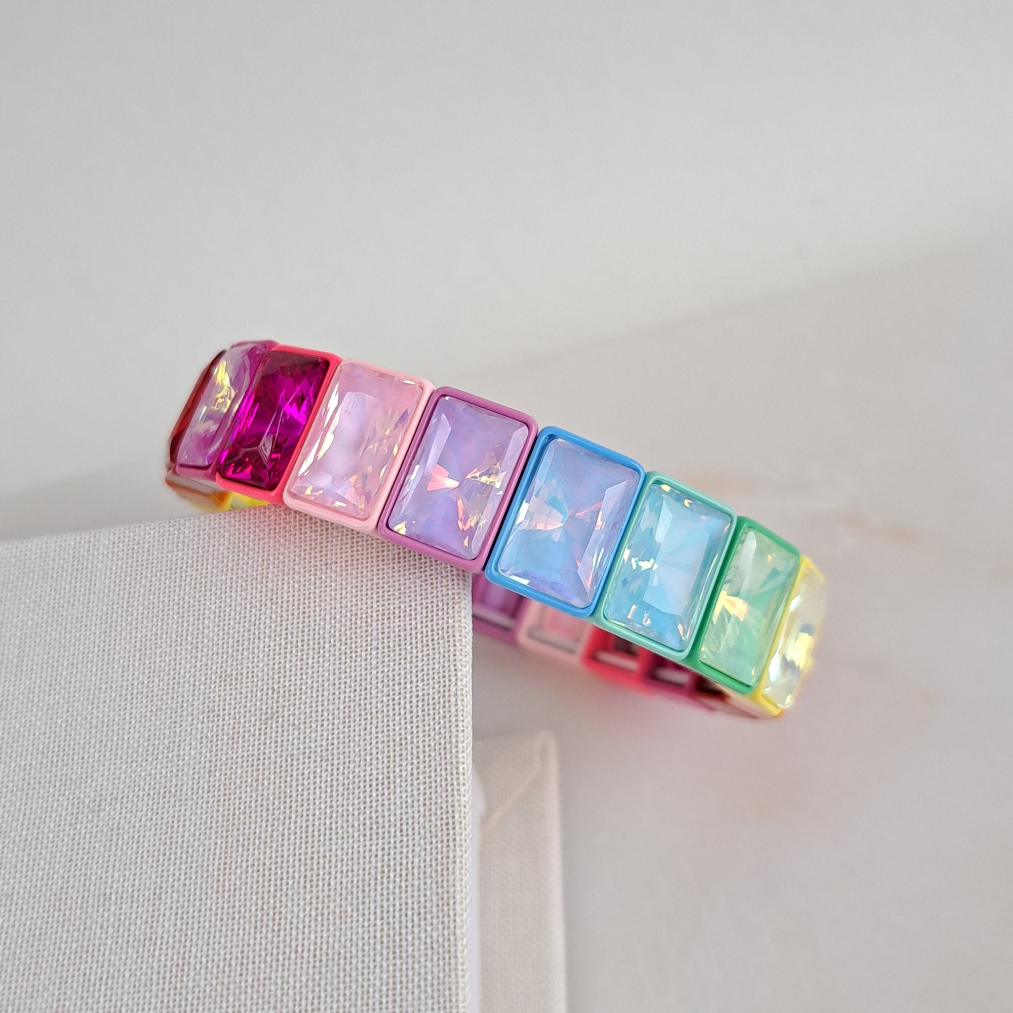 Rainbow Porcelain Bracelet with Rectangular Stone