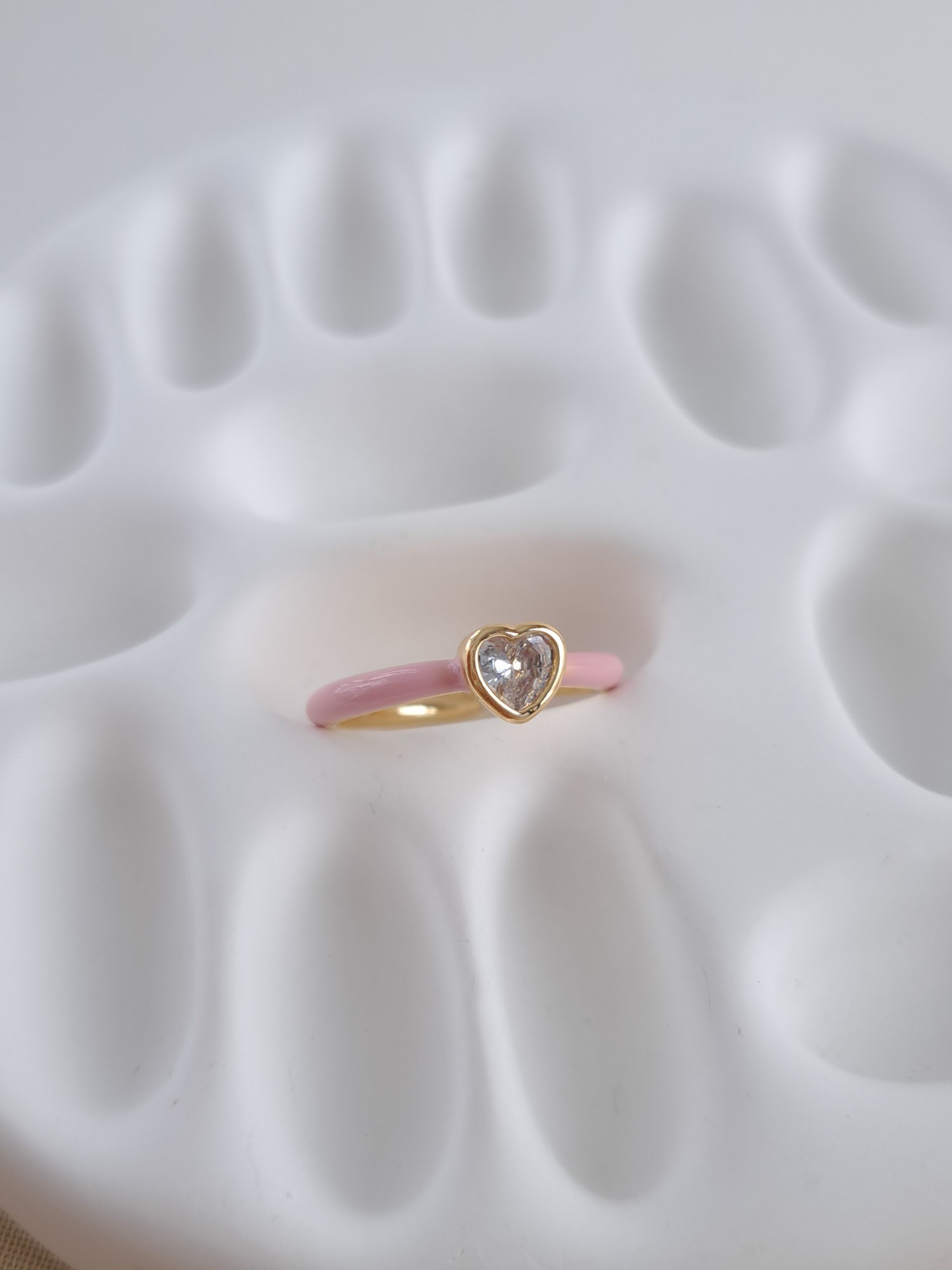 Pink Enamel Heart Ring