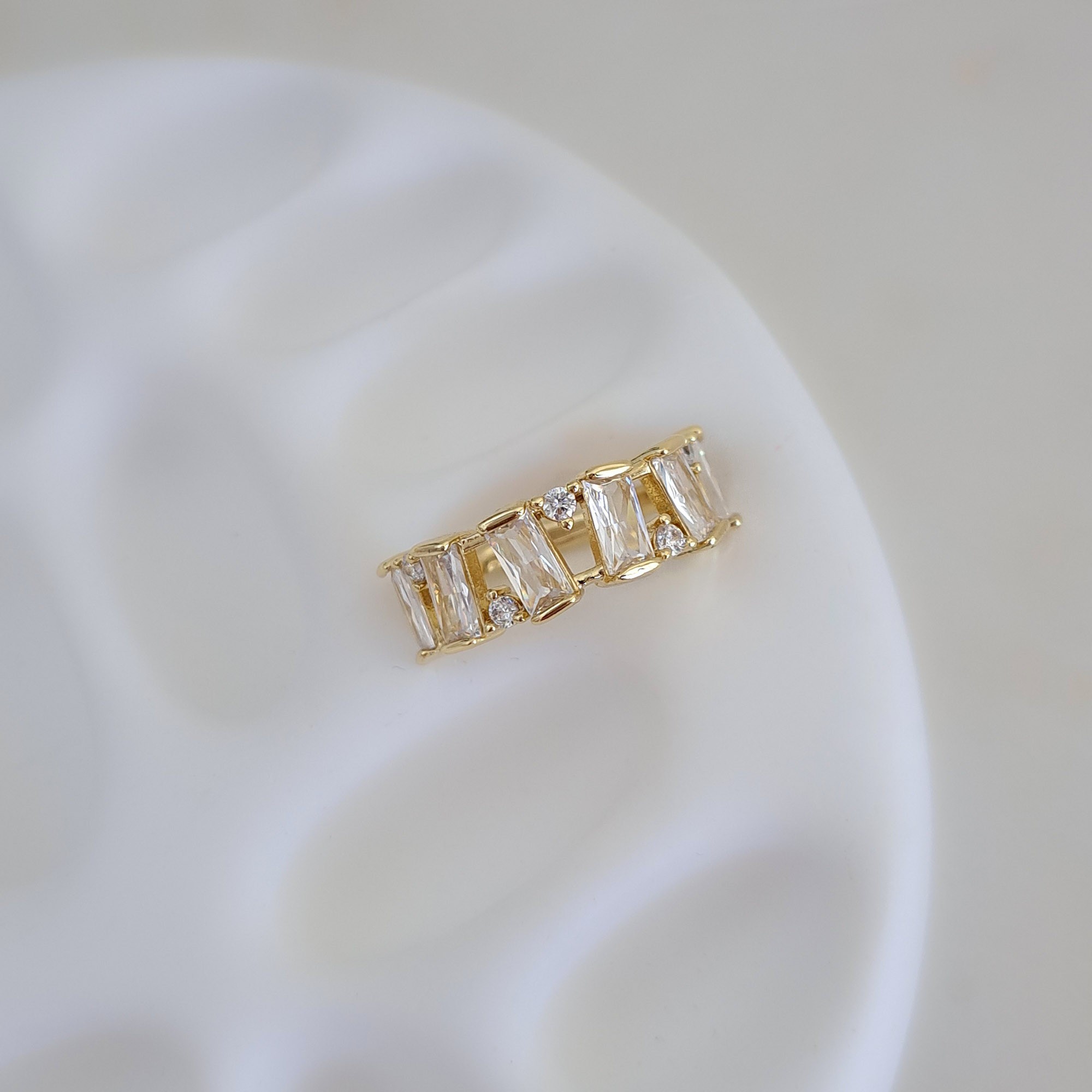 Slanted Clear Baguette Ring