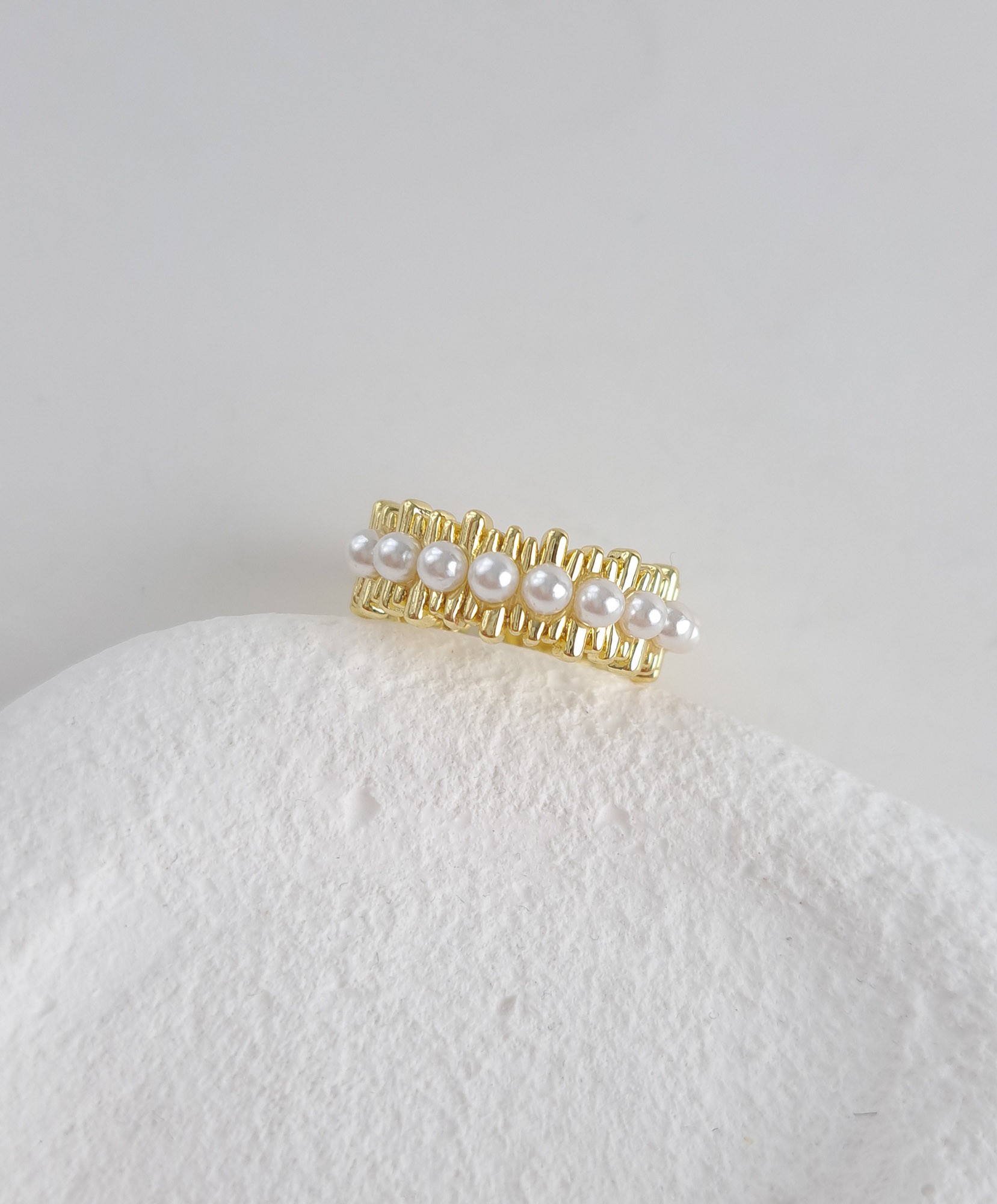 Gold Ring with Pearl Row