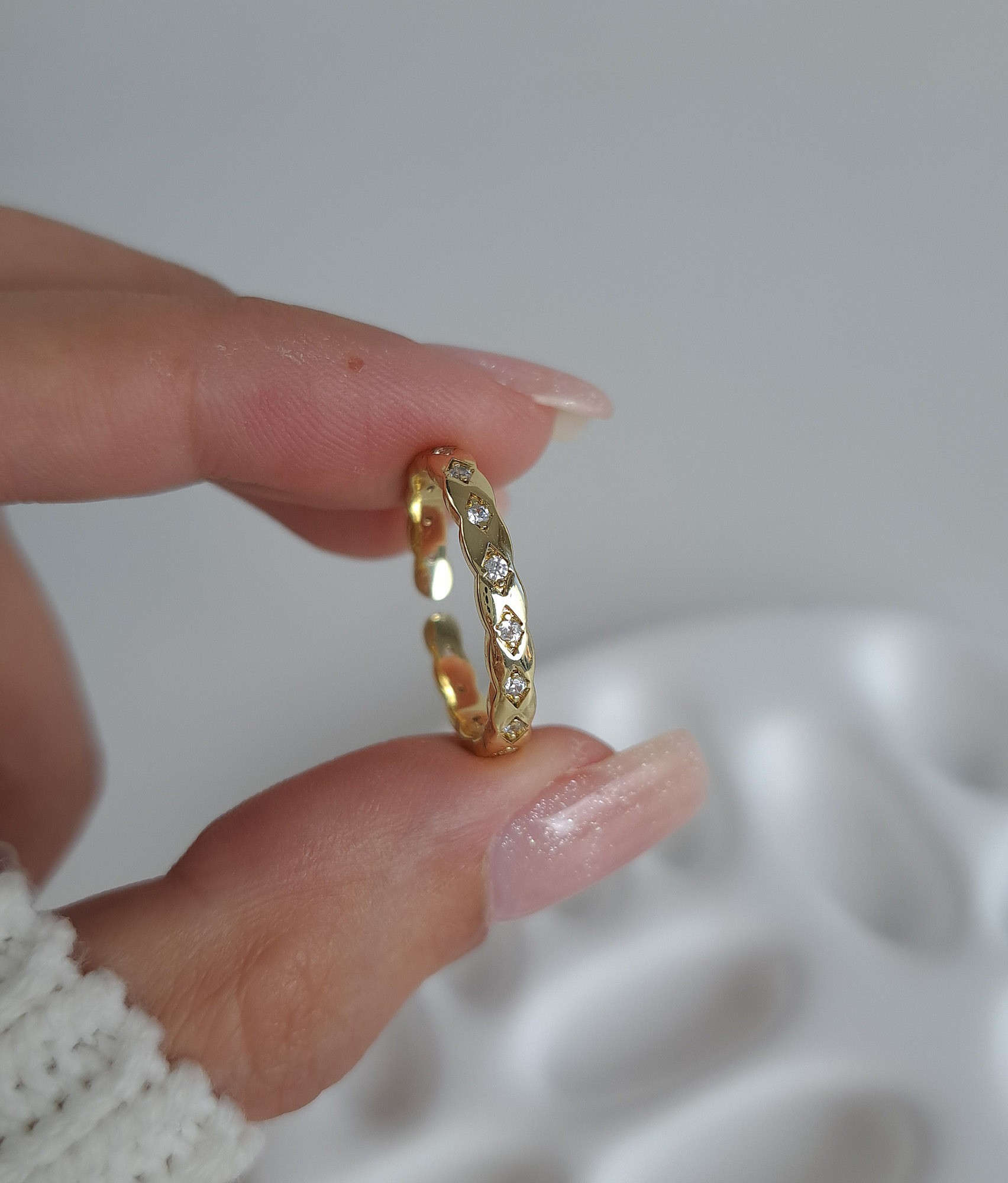  Twisted Diamond-Cut Ring