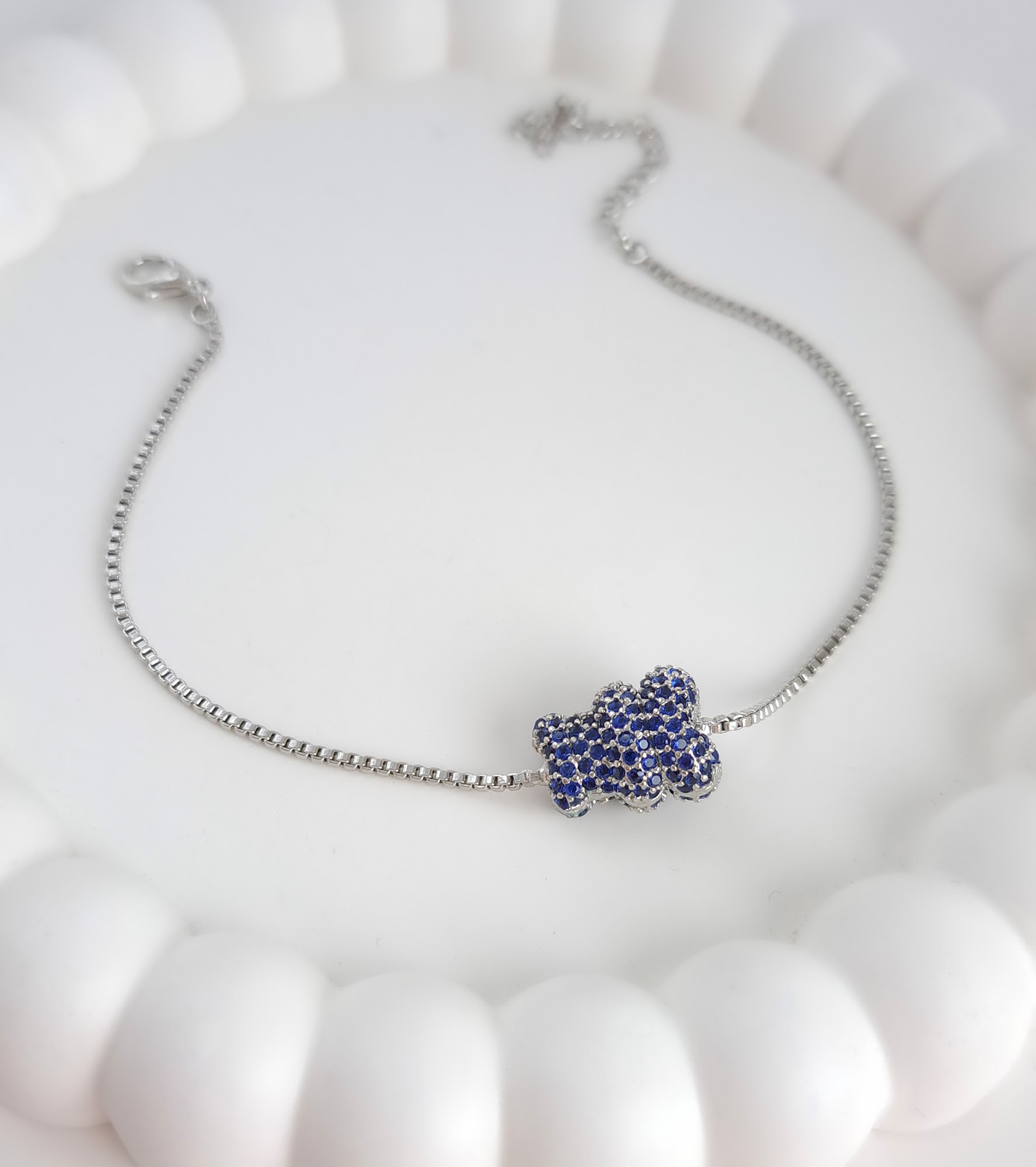Blue Bear Pavé Charm Bracelet