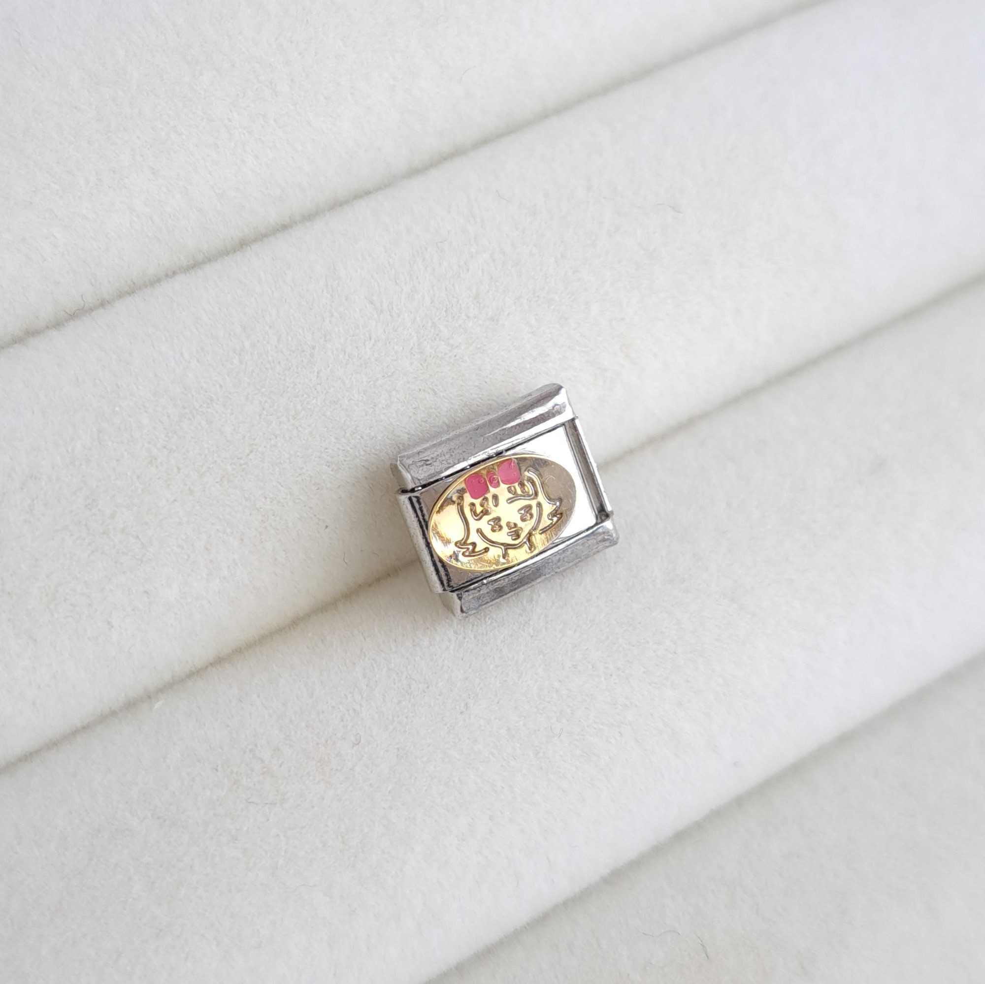 Girl Face Charm with Pink Bow