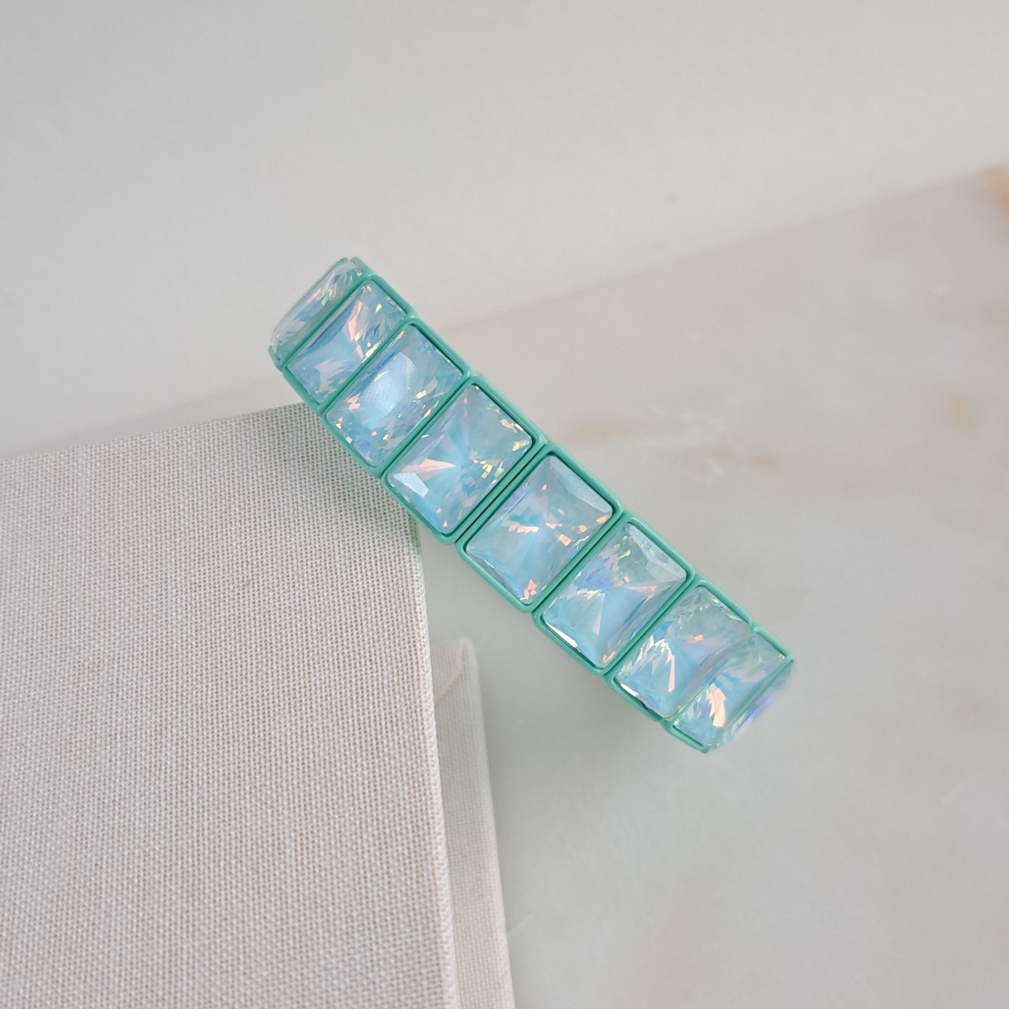 Tiffany Blue Porcelain Bracelet with Rectangular Stone