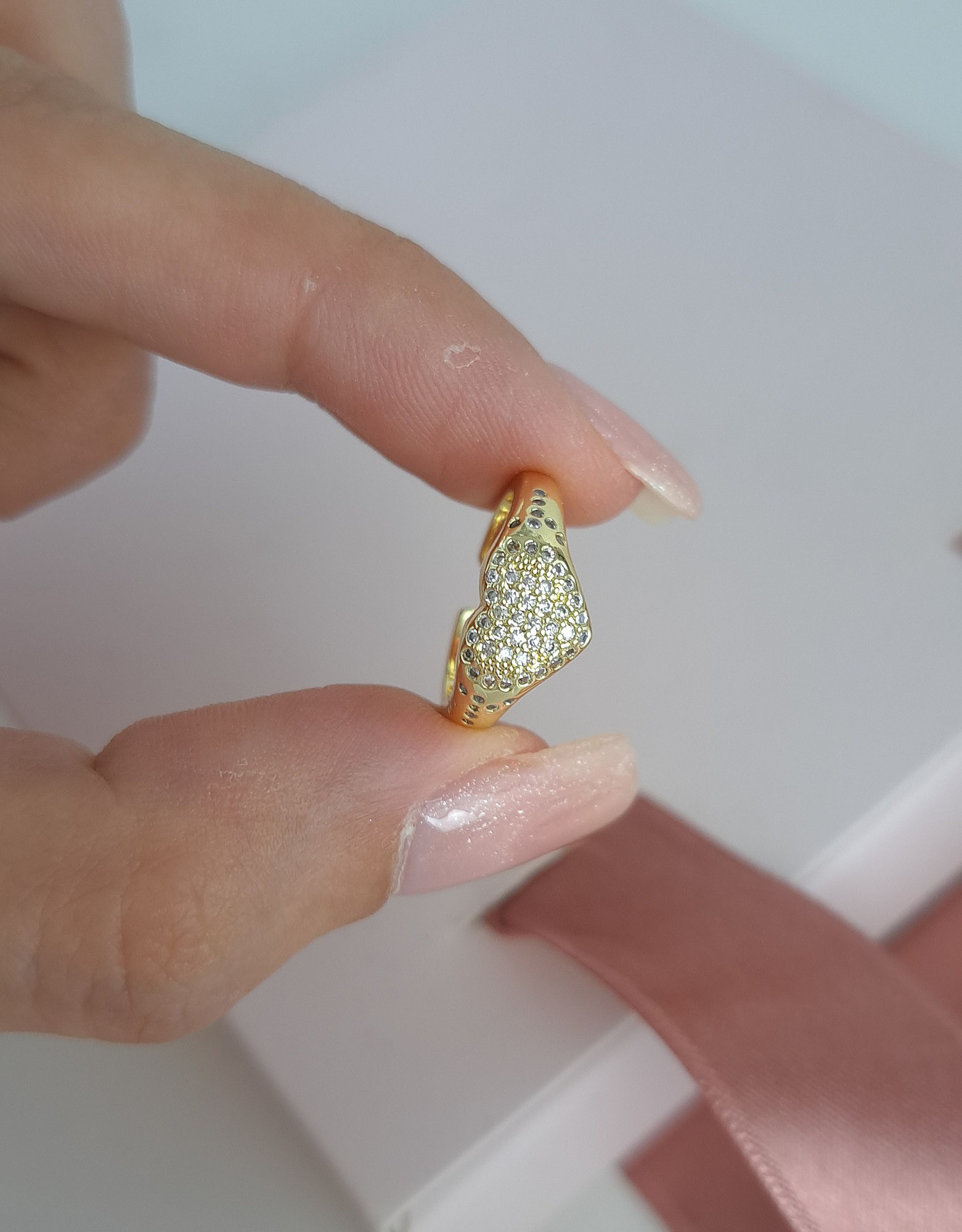 Adjustable Gold Heart Pinky Ring