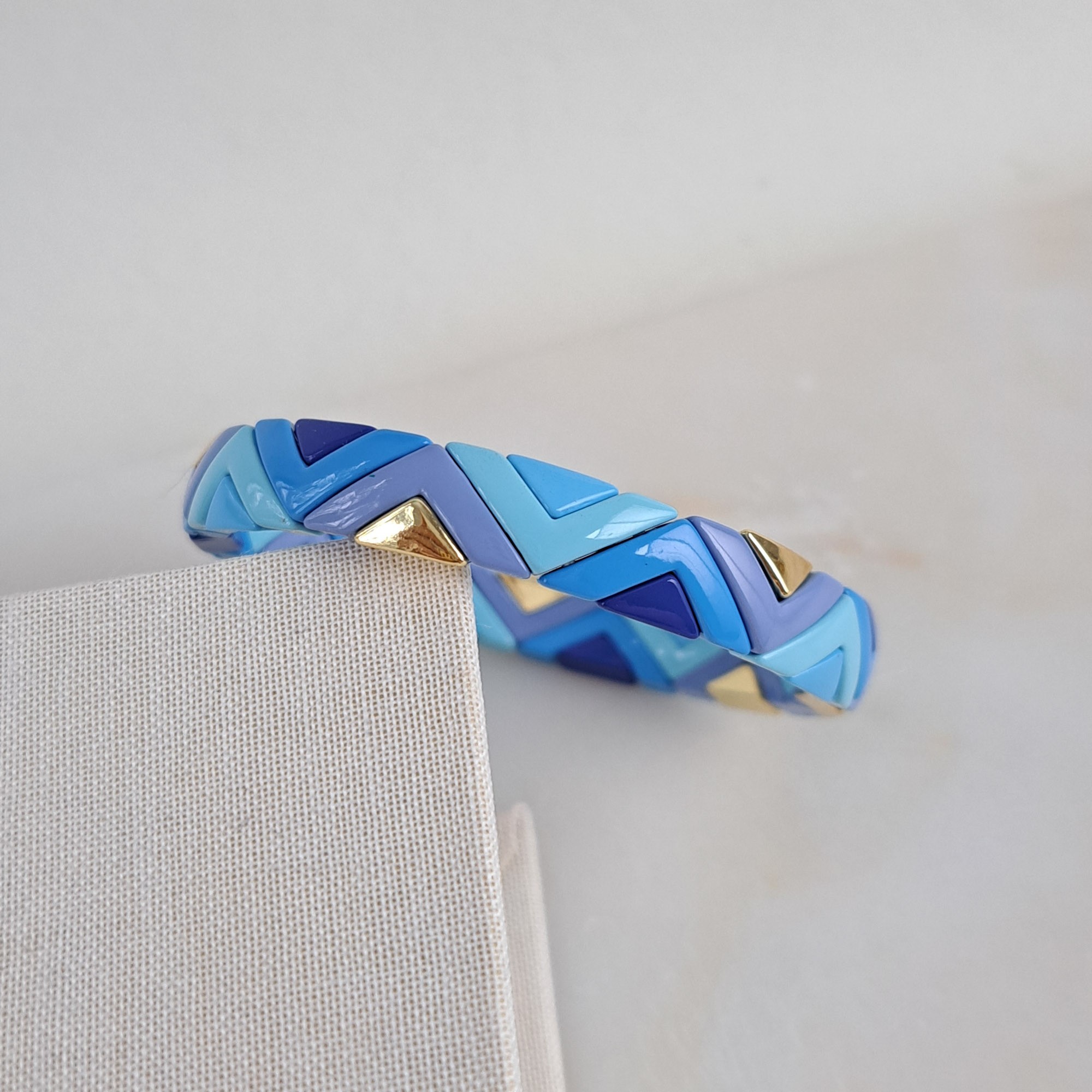 Blue Porcelain Zigzag Bracelet