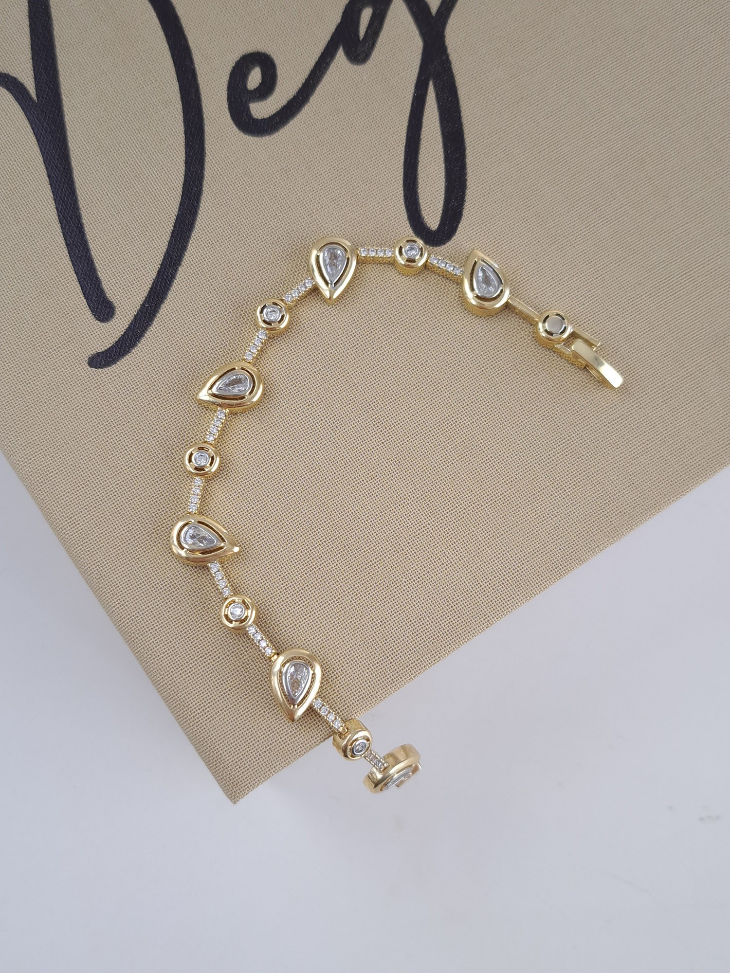 Teardrop Crystal Gold Bracelet